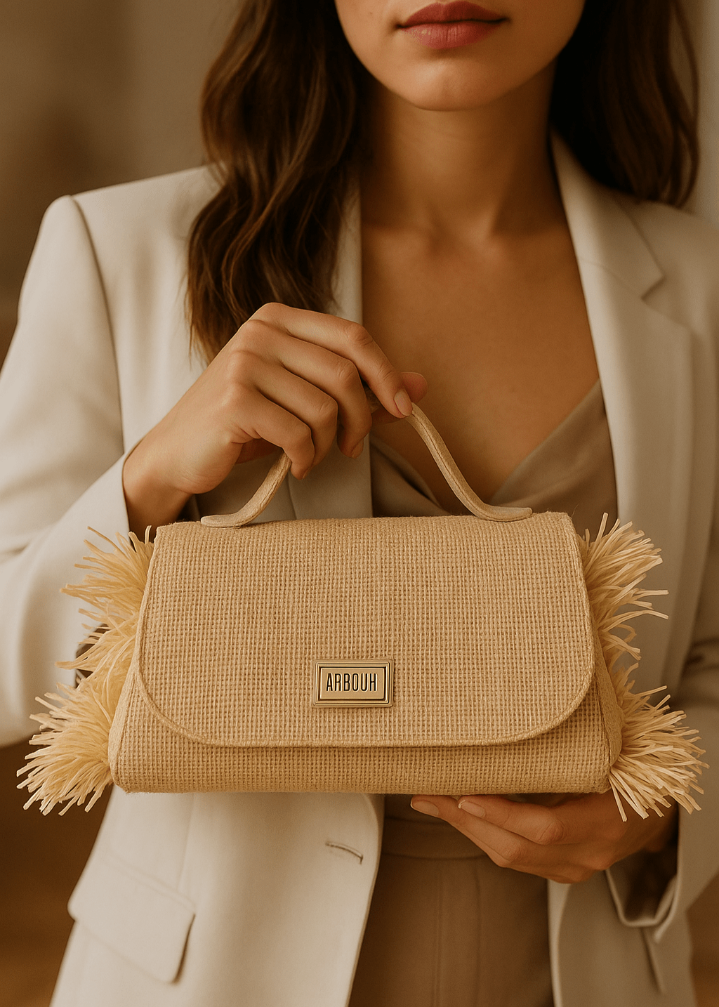 Aaboux Bags Beige Mira XO Natural Jute with Side Raffia