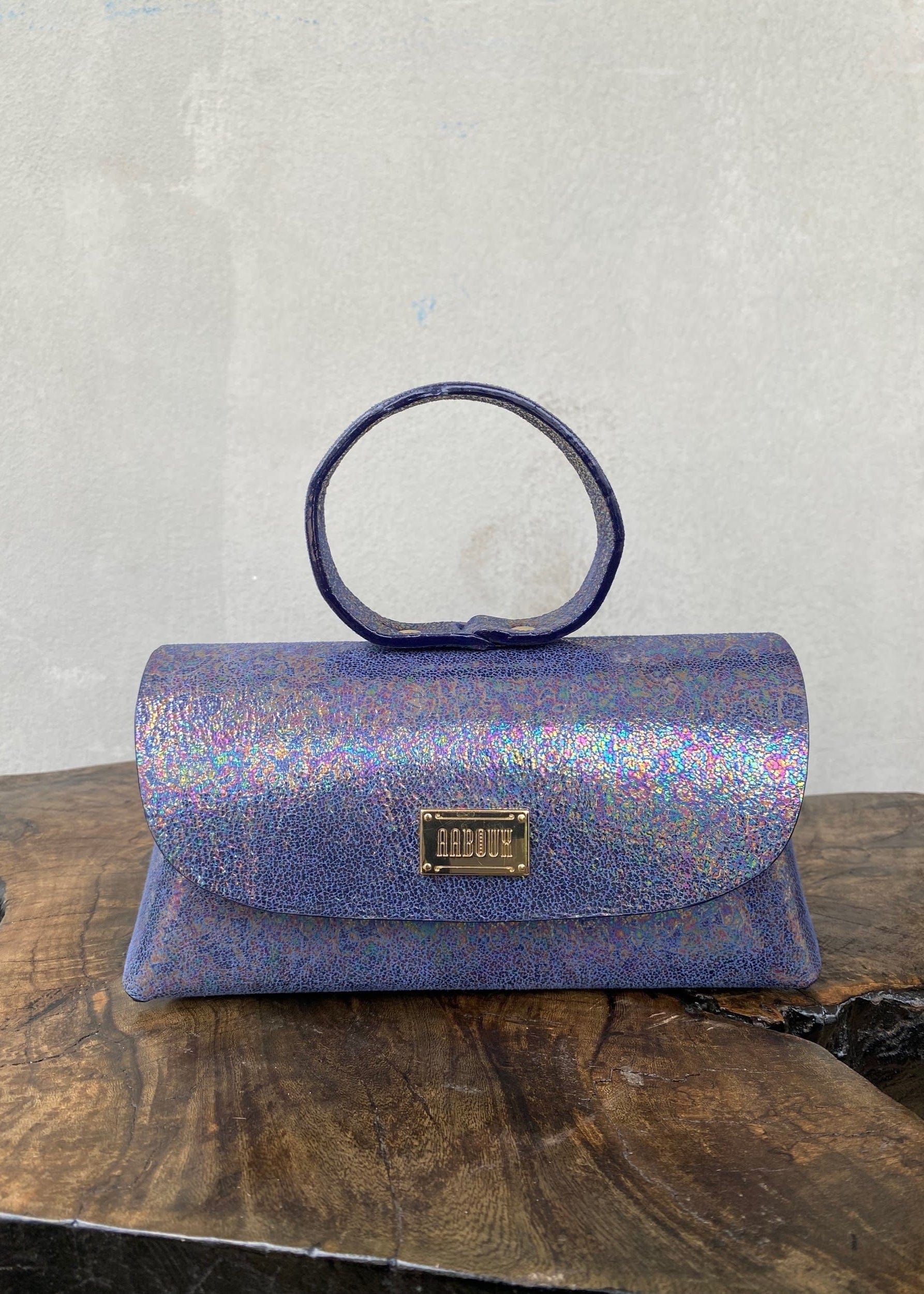 Aaboux Bags Blue Hana Blue & Multi Micro Mosaic Print Leather