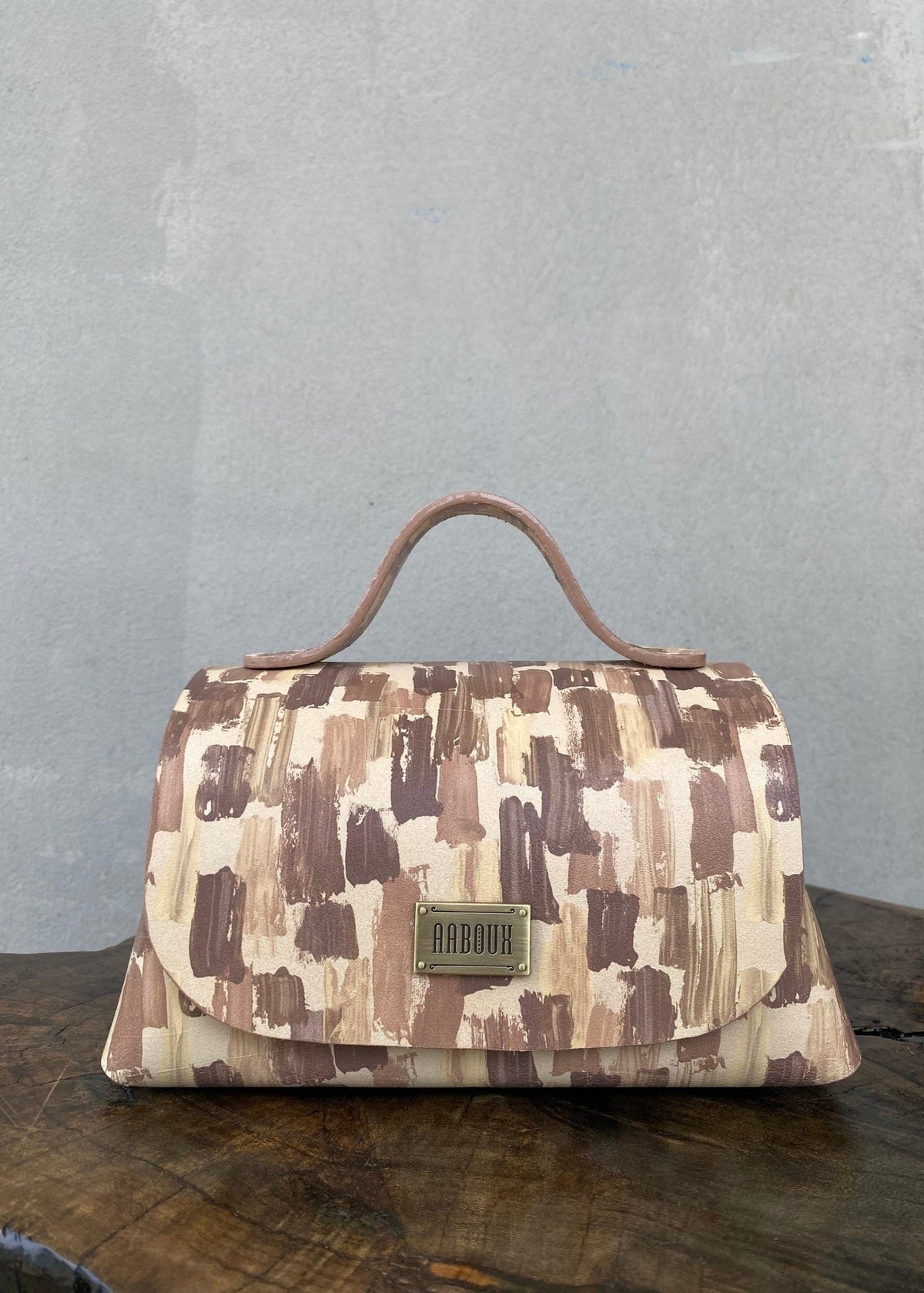 Aaboux Bags Brown Mira XO Cream & Brown Handpainted Leather