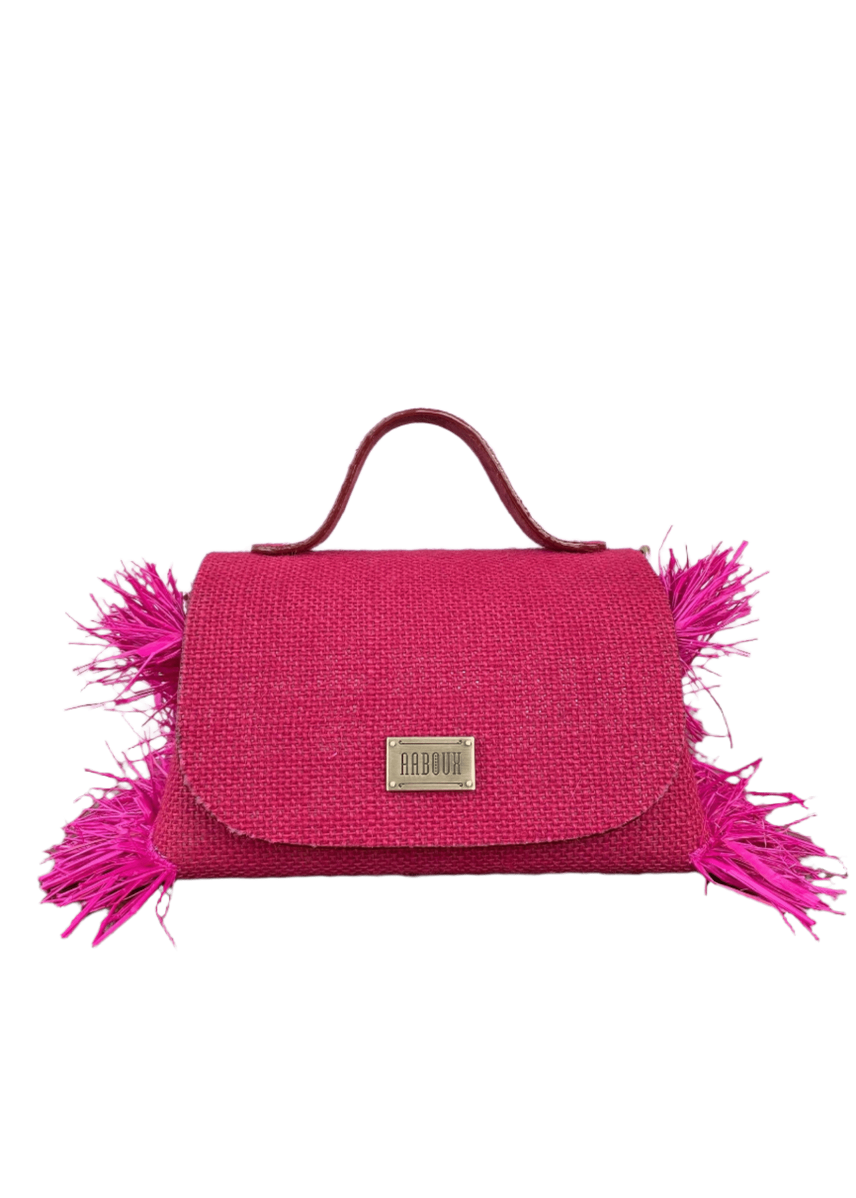 Mira XO Hot Pink Jute with Side Raffia - Dyed Adire - Leather - Bags - African Fashion by Aaboux