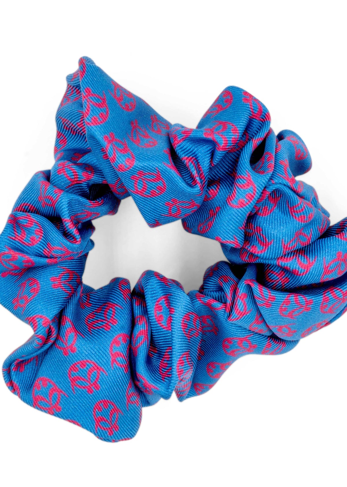 Ti Koro Nko Agyina Silk Scrunchie (Red on Electric Blue) - African Fashion by ADINKRA