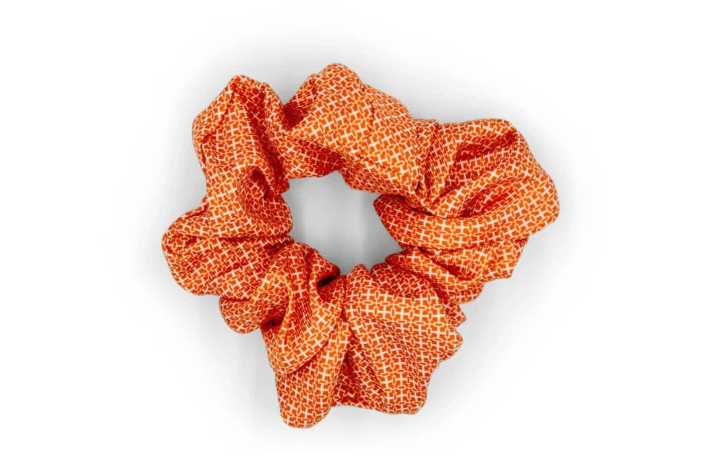 ADINKRA Scrunchie NSAA Silk Scrunchie (Orange & White)