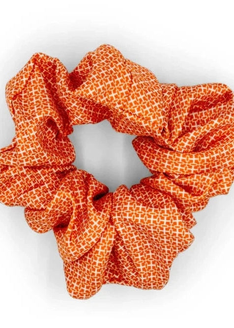 ADINKRA Scrunchie NSAA Silk Scrunchie (Orange & White)