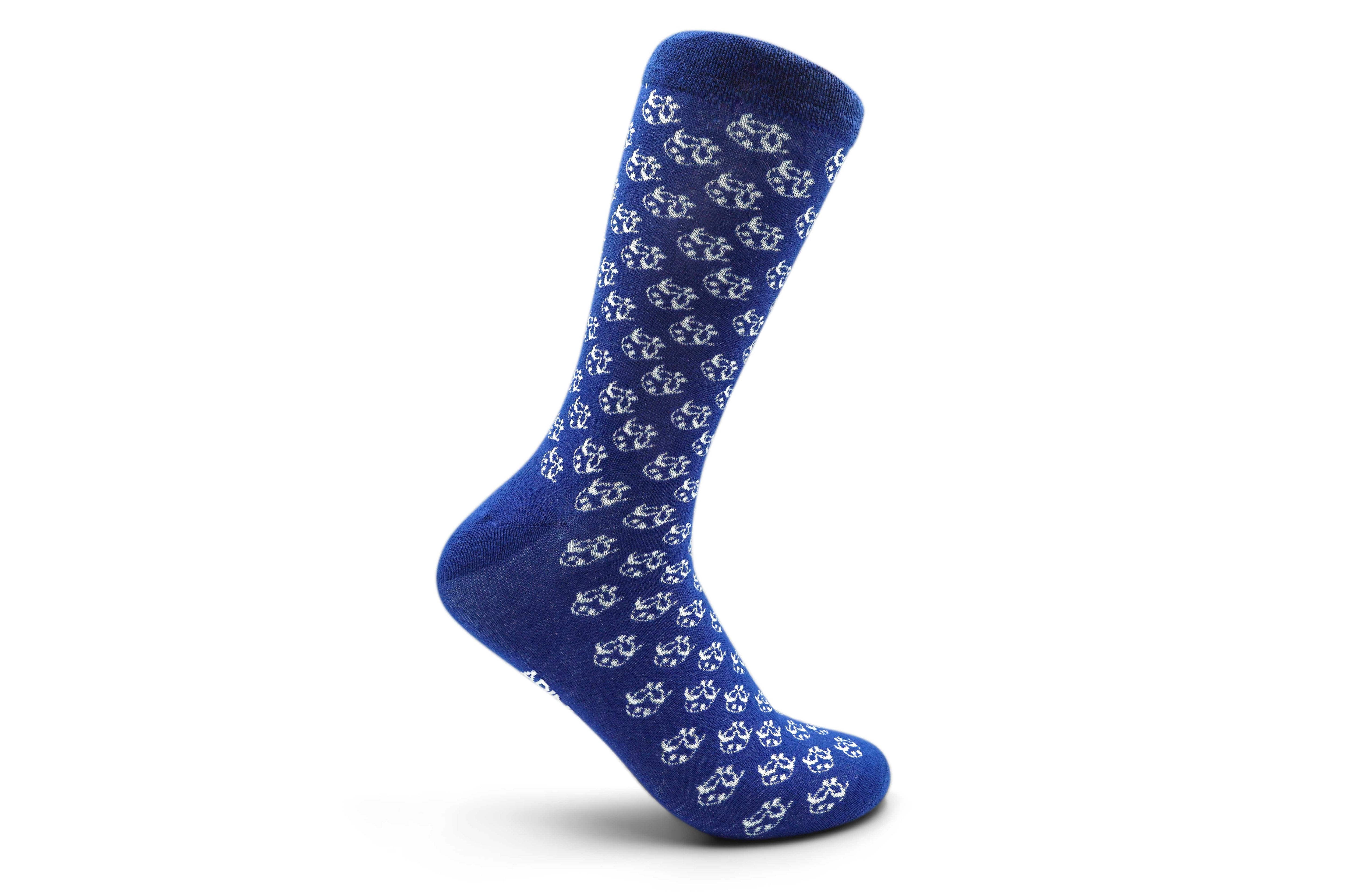 Ti Koro Nko Agyina Combed Cotton Socks (White on Navy) - African Fashion by ADINKRA
