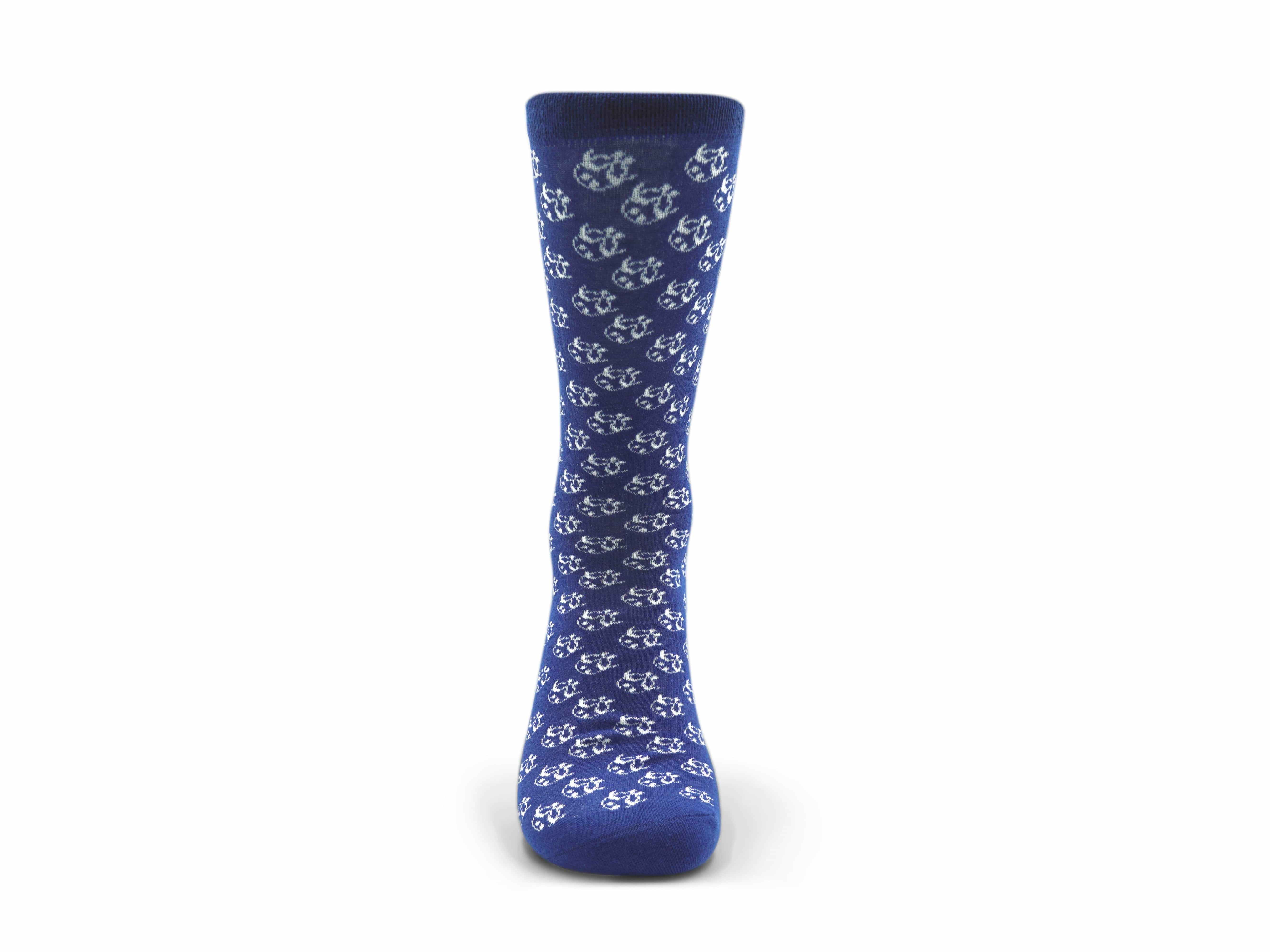 Ti Koro Nko Agyina Combed Cotton Socks (White on Navy) - African Fashion by ADINKRA