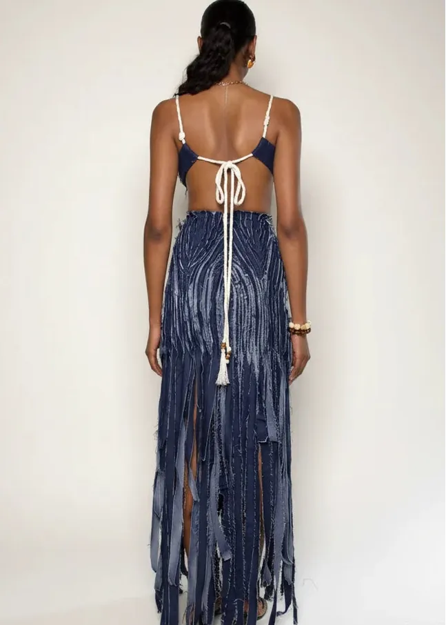 Aluka Co-ord Sets & Matching Sets Midnight Grass Denim Bralette