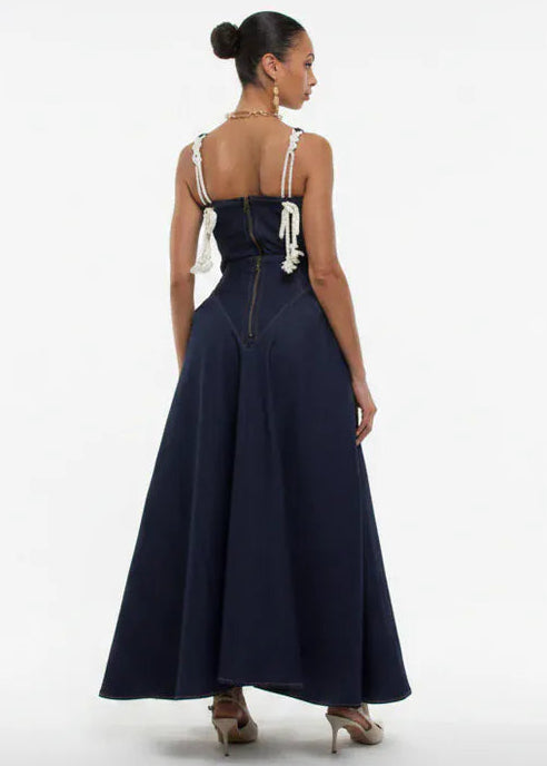 Aluka Tops Dusk Navy Denim Corset-Like Top