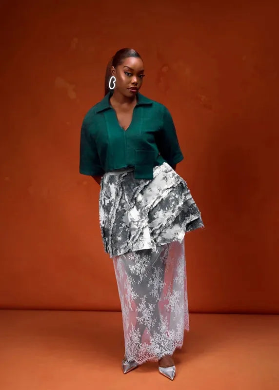 Andrew Tabitha Shirt Cropped Shirt in Green and Pink