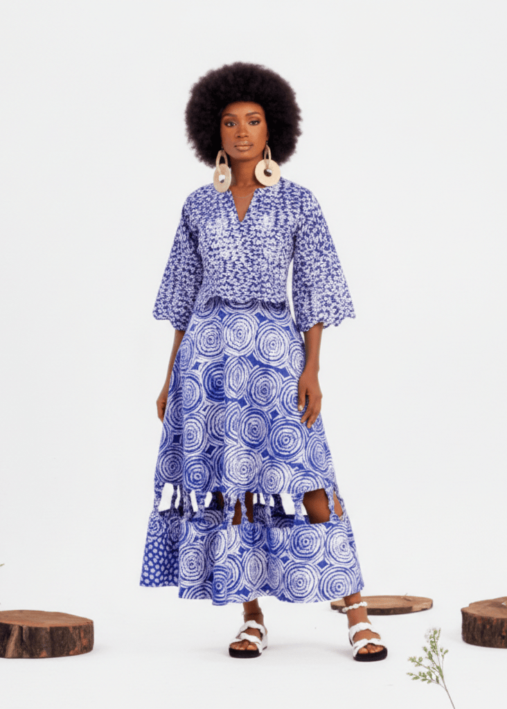 Atuche Woman Co-Ord Set Donna Adire Tunic and Skirt Set