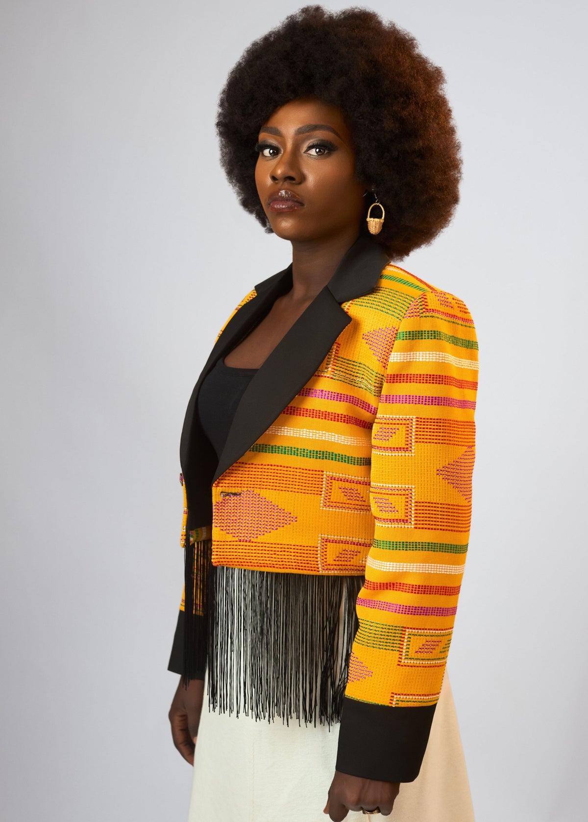 The Kosi Fringe Suit - Blue, Burgundry, White - Akwete - Suits - African Fashion by Austine Mali
