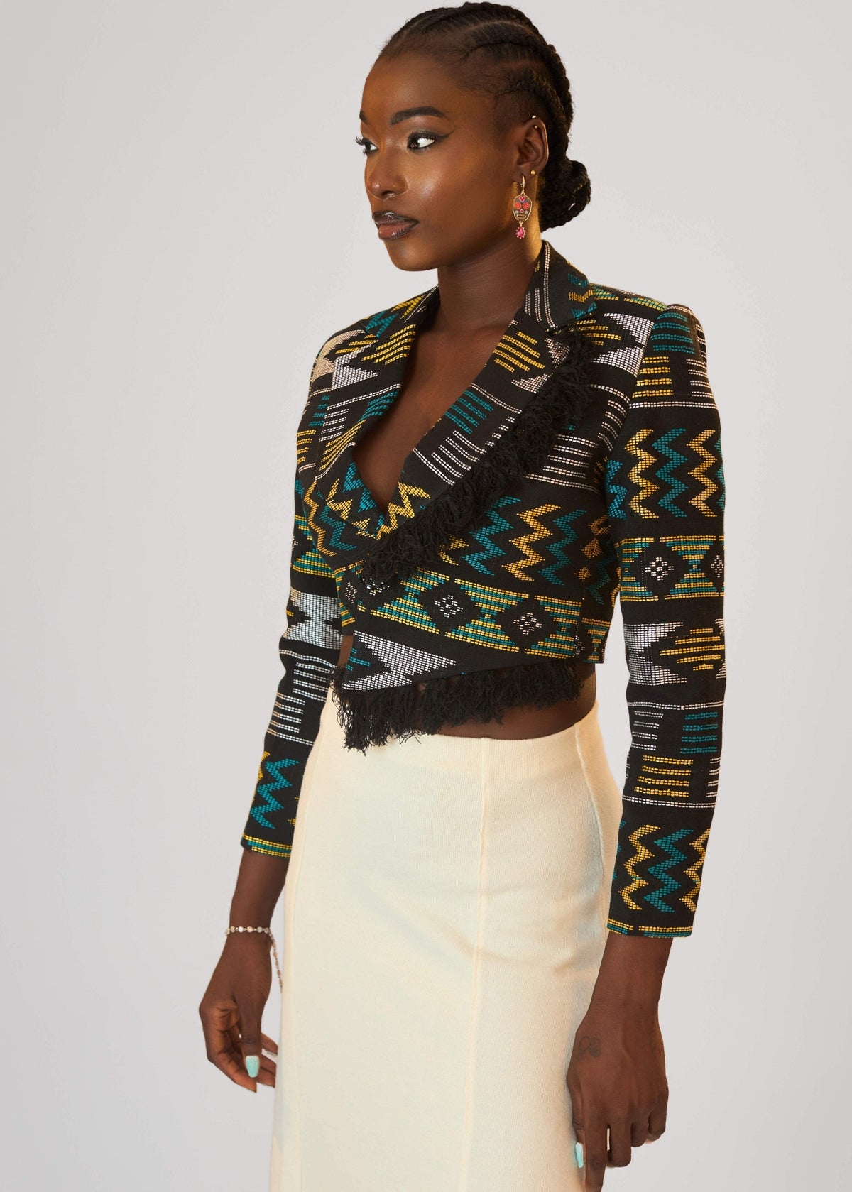 The Zini Crop Suit - Blue, Burgundry, White - Akwete - Suits - African Fashion by Austine Mali