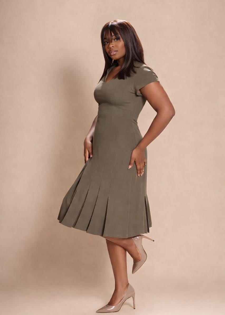 AyoJayne Lagos Dresses Bloom pleat dress (olive)