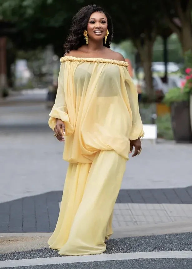 Bibire Co-ord Sets & Matching Sets Faye Yellow Chiffon Skirt Set