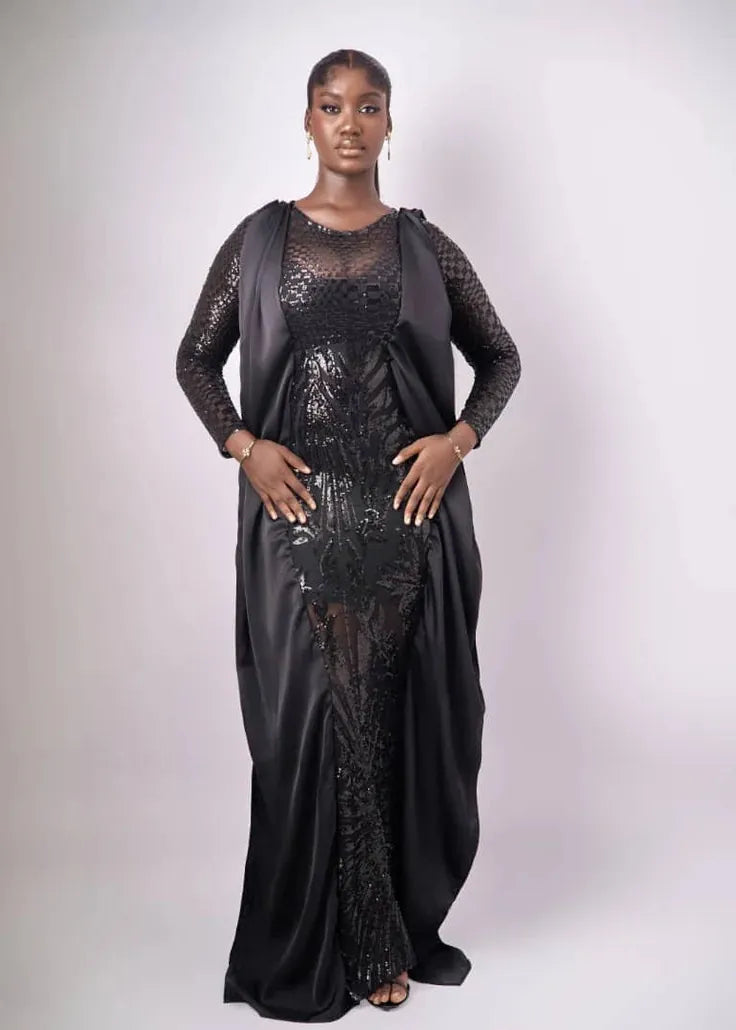 Bibire Dress Obimo Sequin Black Maxi Dress