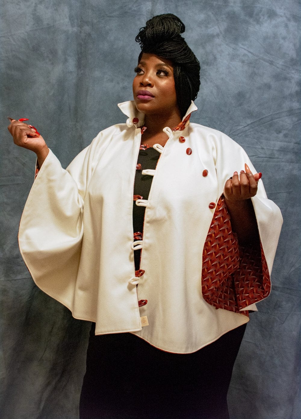 Bola Nangabe Coat Reversible Khawa Cape - Cream