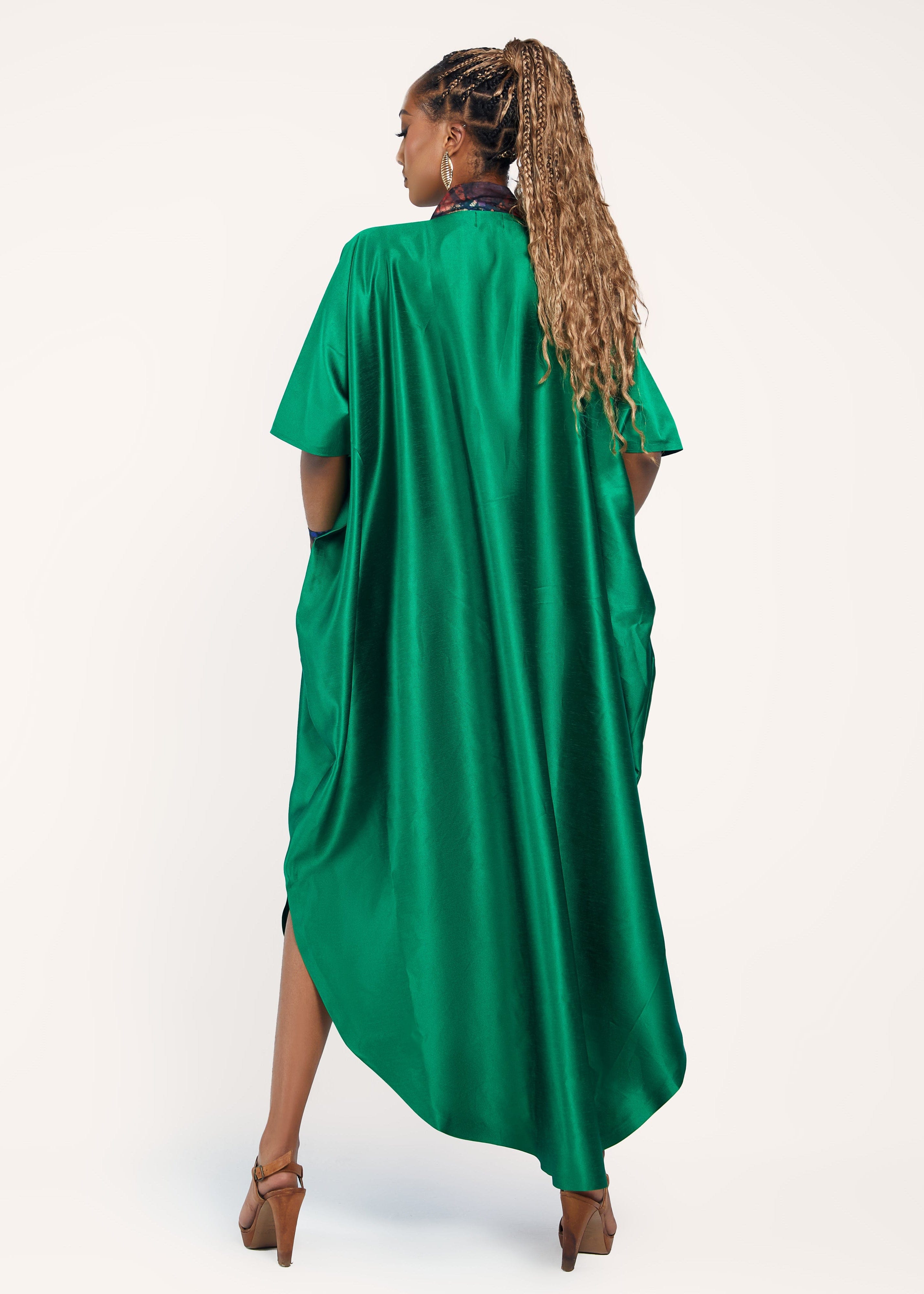 Ehi Woman Bubu V-neck Irma Bubu with Oversized Adire Pockets
