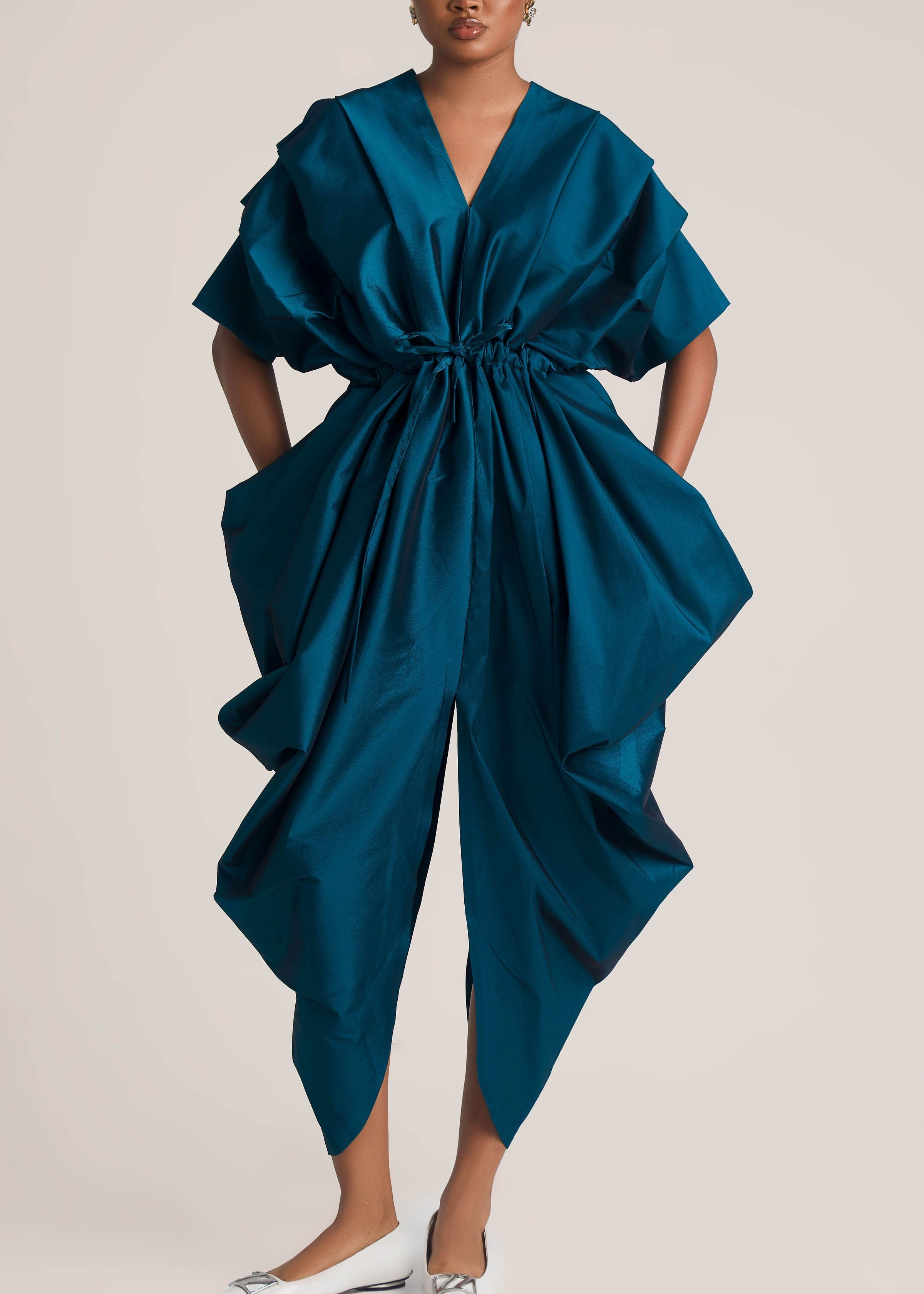 Ehi Woman Dress Green / 8 Owambe Dolman Draped Tulip Dress