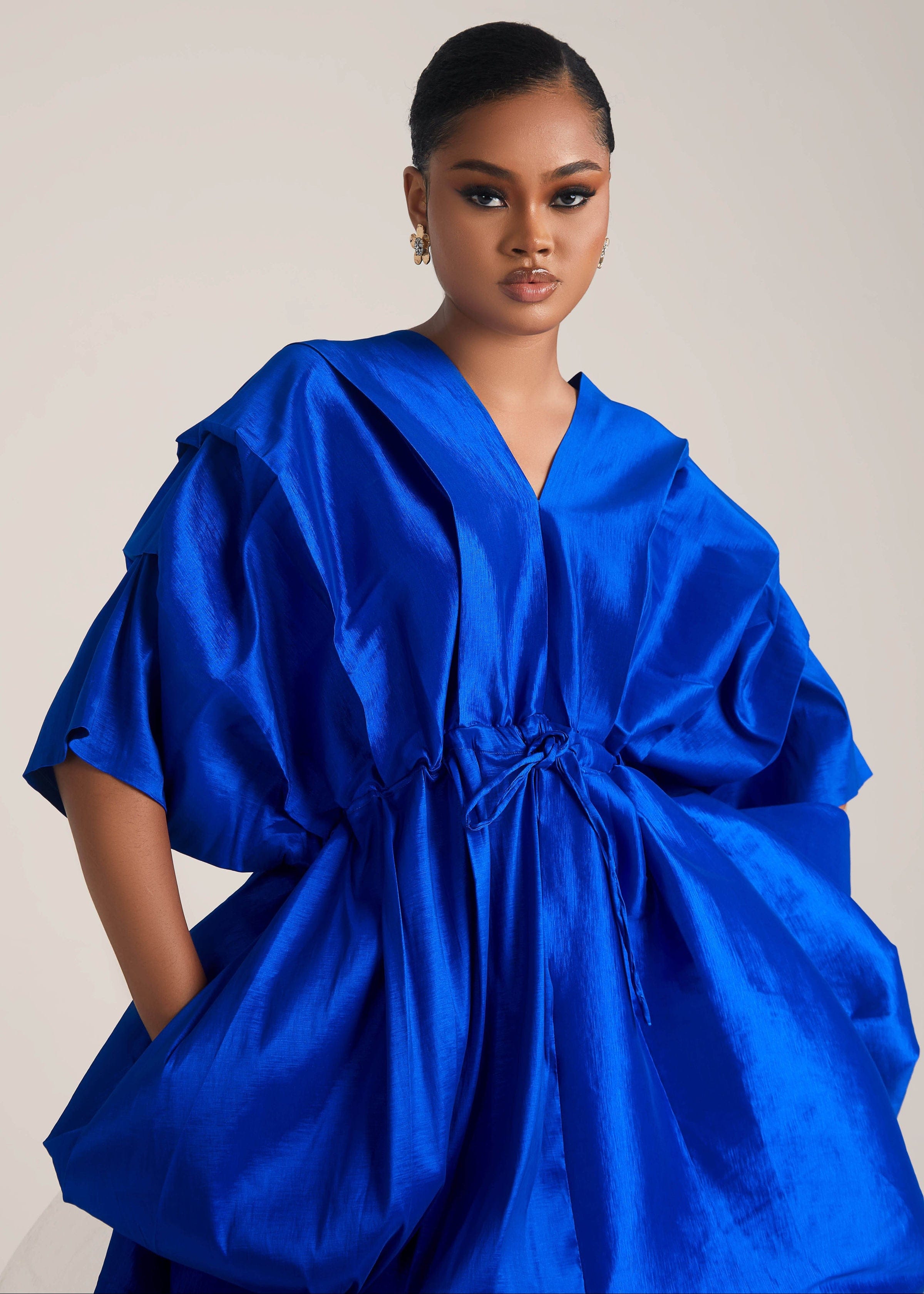 Ehi Woman Dress Owambe Dolman Draped Tulip Dress