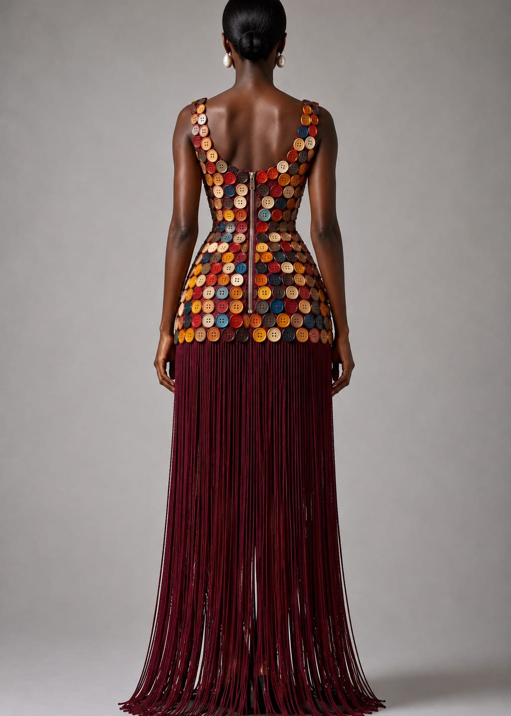 Iwari Dresses Mosaic Button Dress