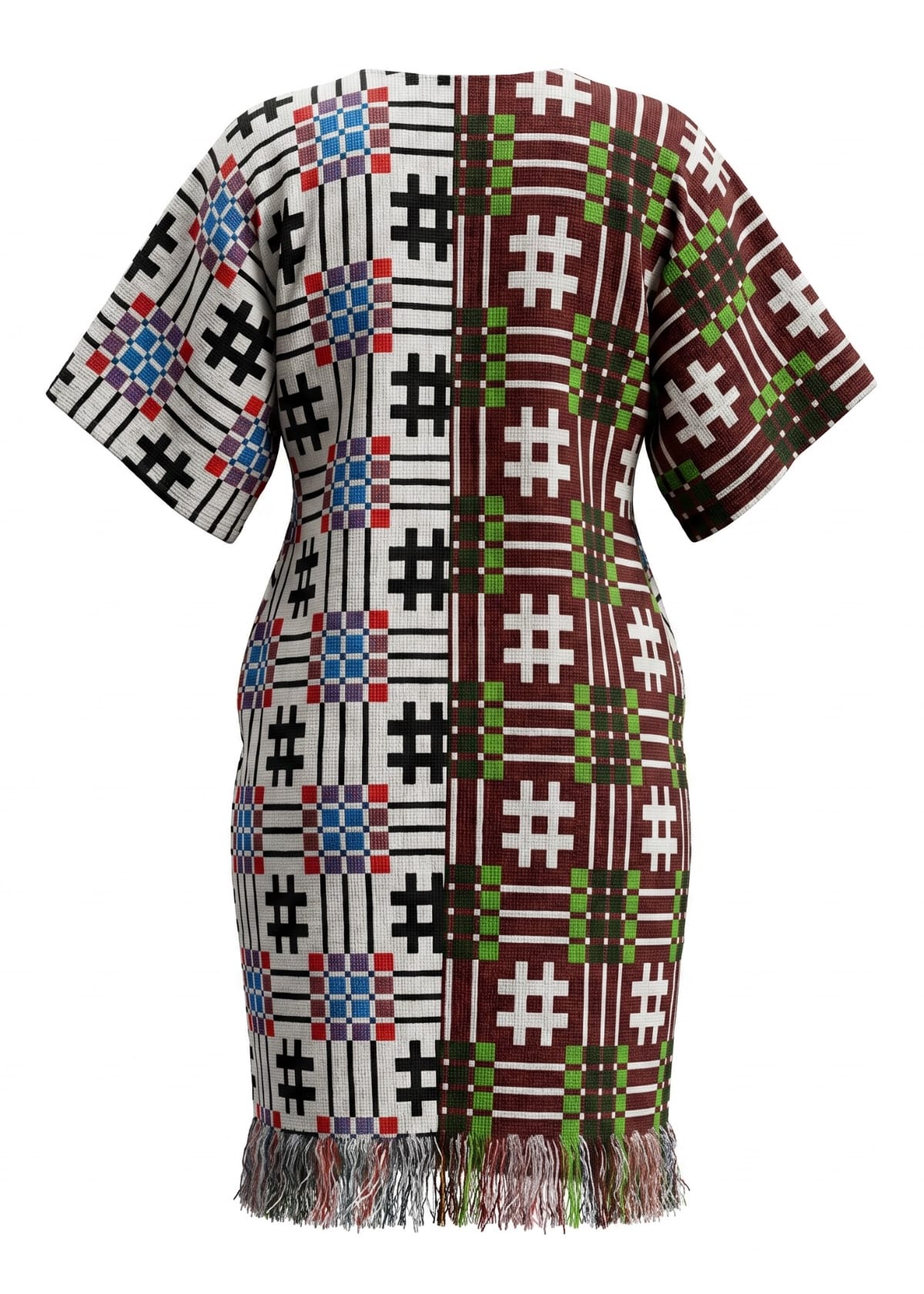 Joyin Afrochic Bubus & Kaftans Two-Tone Akwete Cotton Midi Kaftan