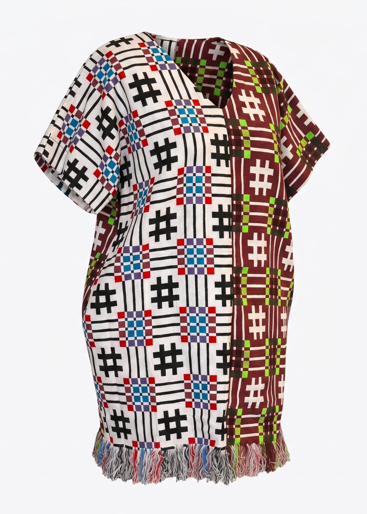 Joyin Afrochic Bubus & Kaftans Two-Tone Akwete Cotton Midi Kaftan