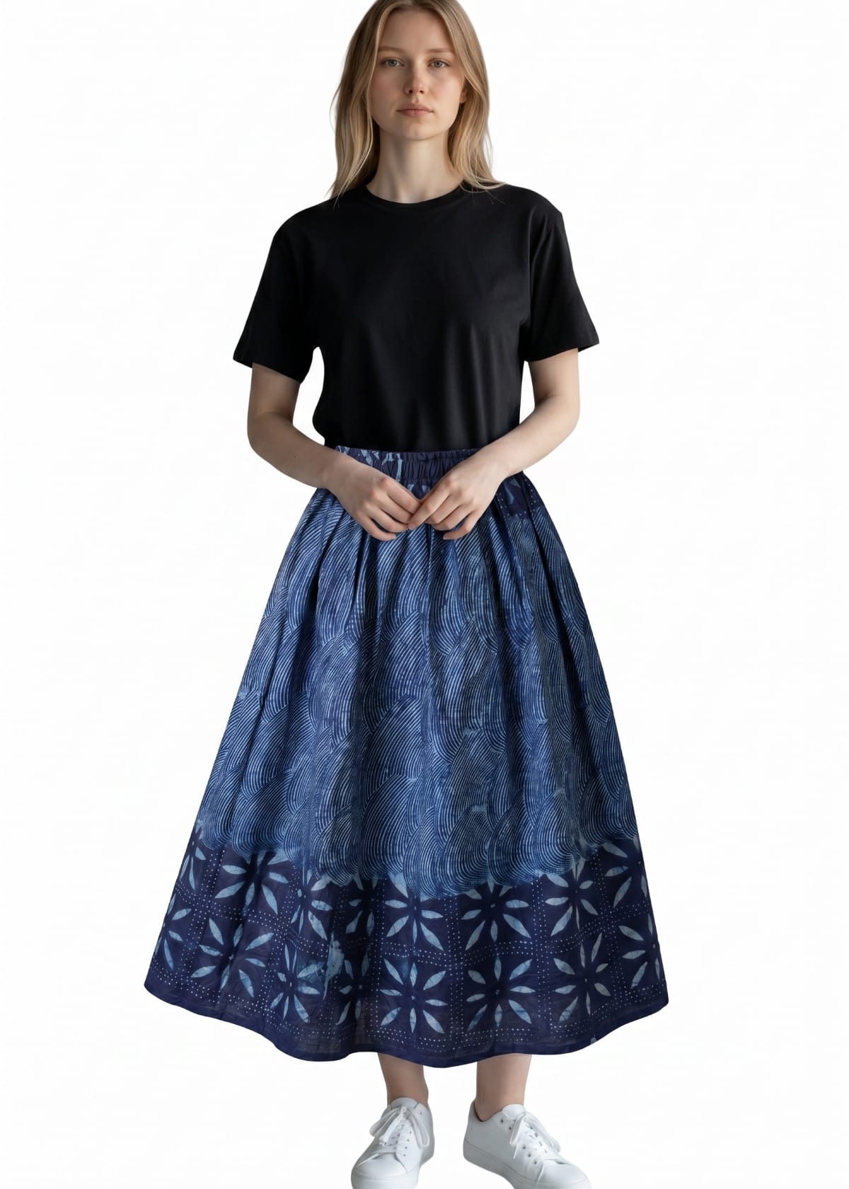 Joyin Afrochic Skirts Indigo Adire Maxi Skirt