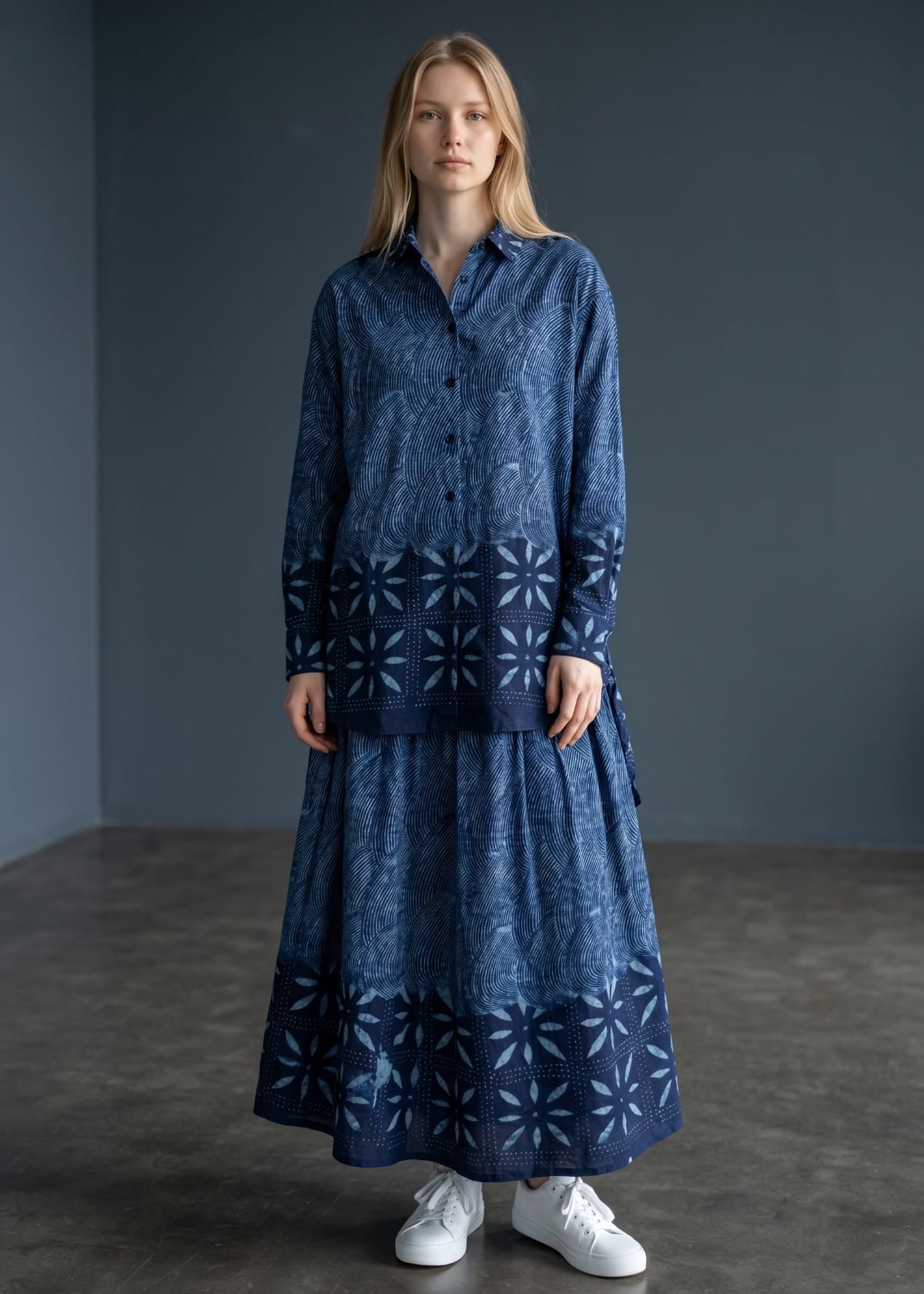 Joyin Afrochic Skirts Indigo Adire Maxi Skirt