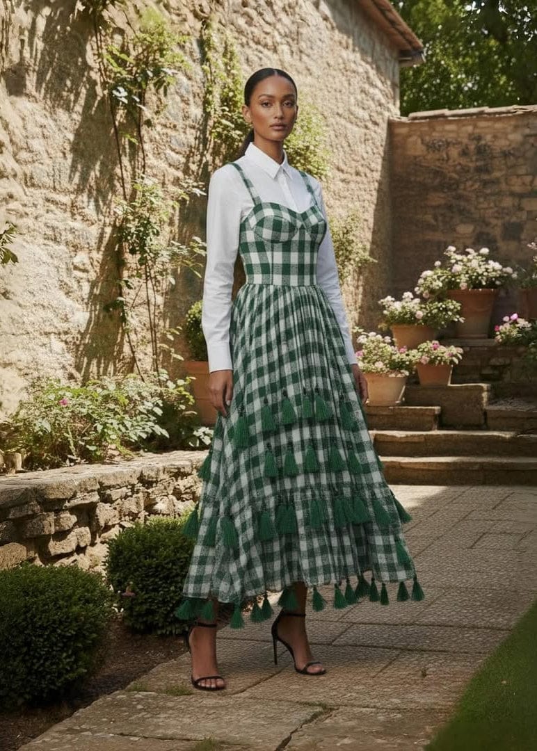 KΓAYA Dress Green / 8 Amira Corset Tassel Dress