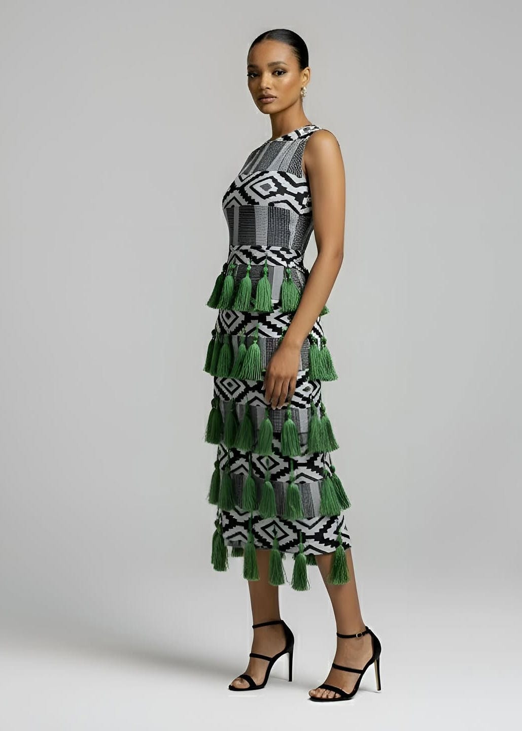 Lisa Tassel Akwete Dress - Handwoven Elegance in Sisal & Cotton Lisa Tassel Akwete Dress - Handwoven Elegance in Sisal & Cotton