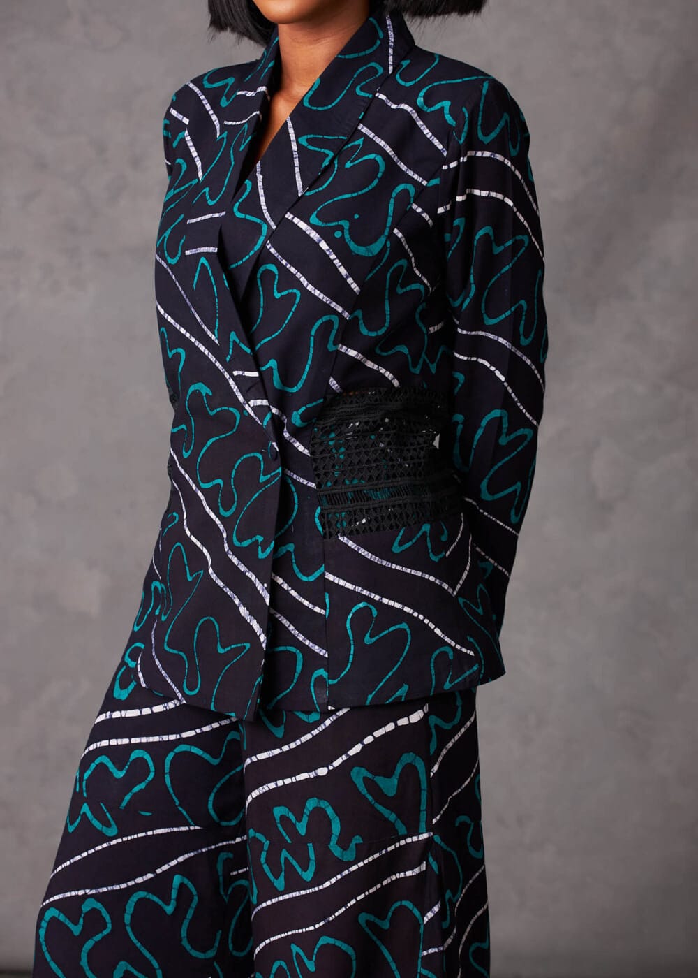 Kwelaku Suits & Blazers Ugo Teal Abstract Blazer