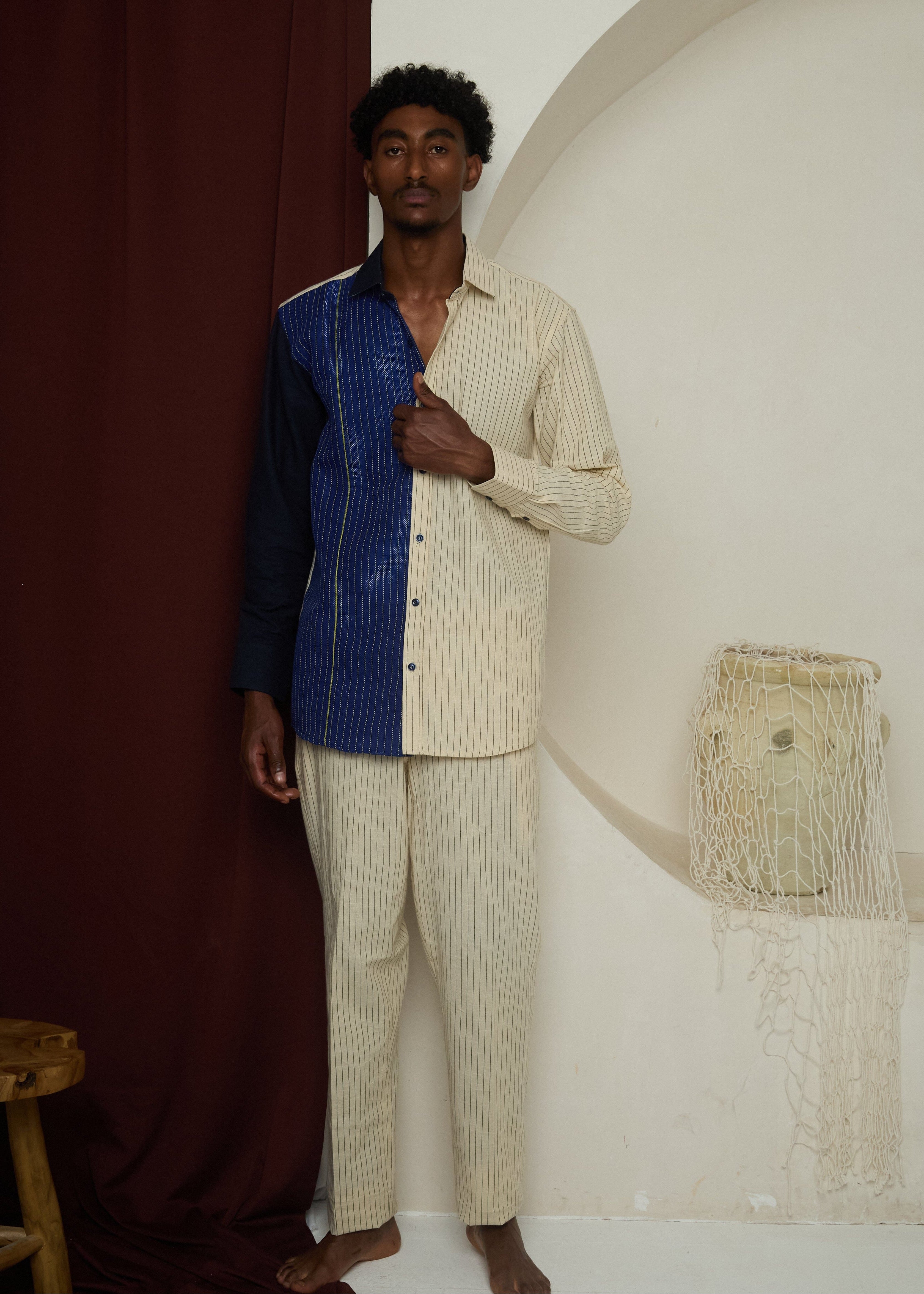 The Duality Shirt (Aso oloju meji) - Off White - African Fashion by Lekan Aare