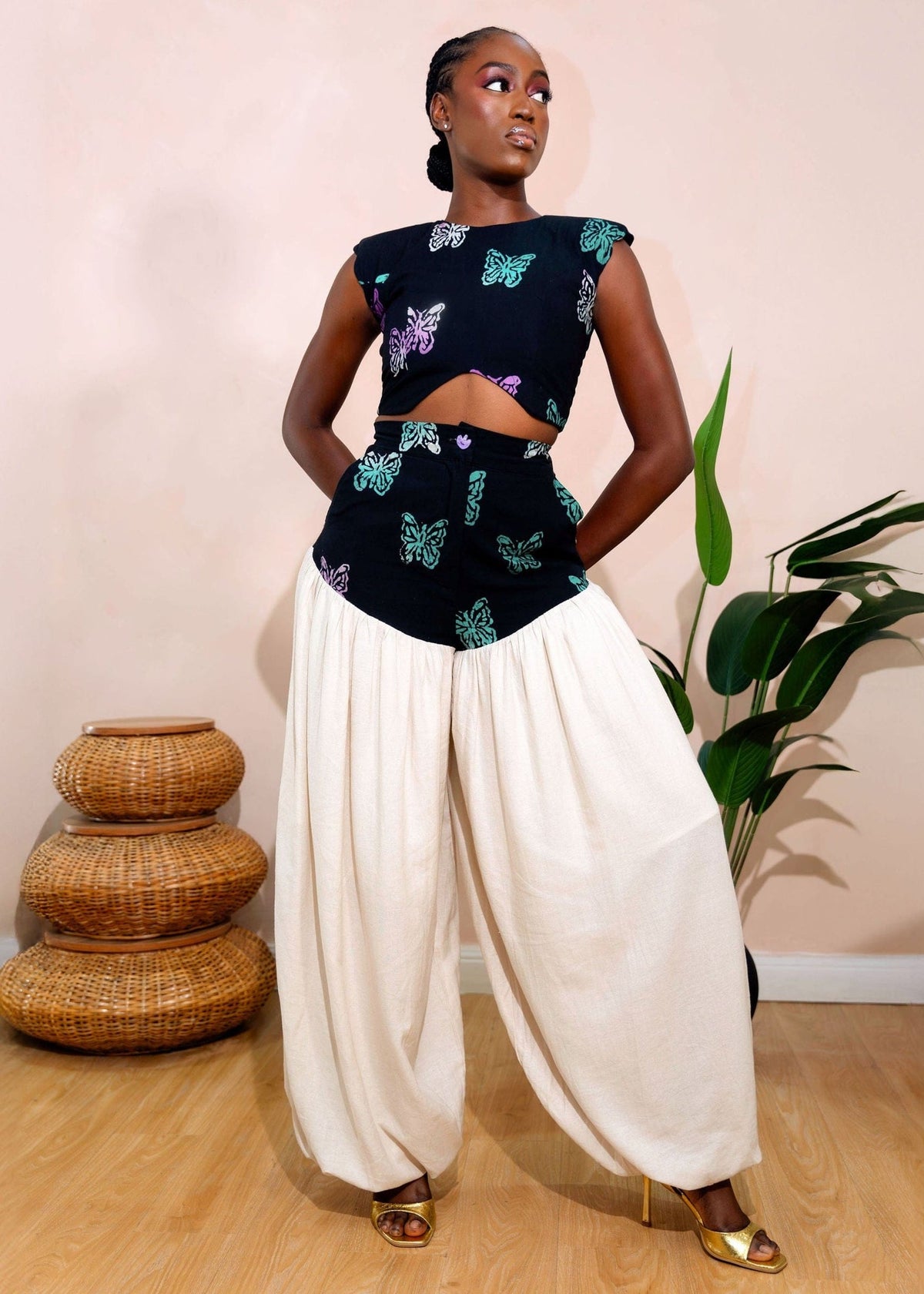 Aniya Set - Blue, Off White - Dress - African Fashion by Lohije
