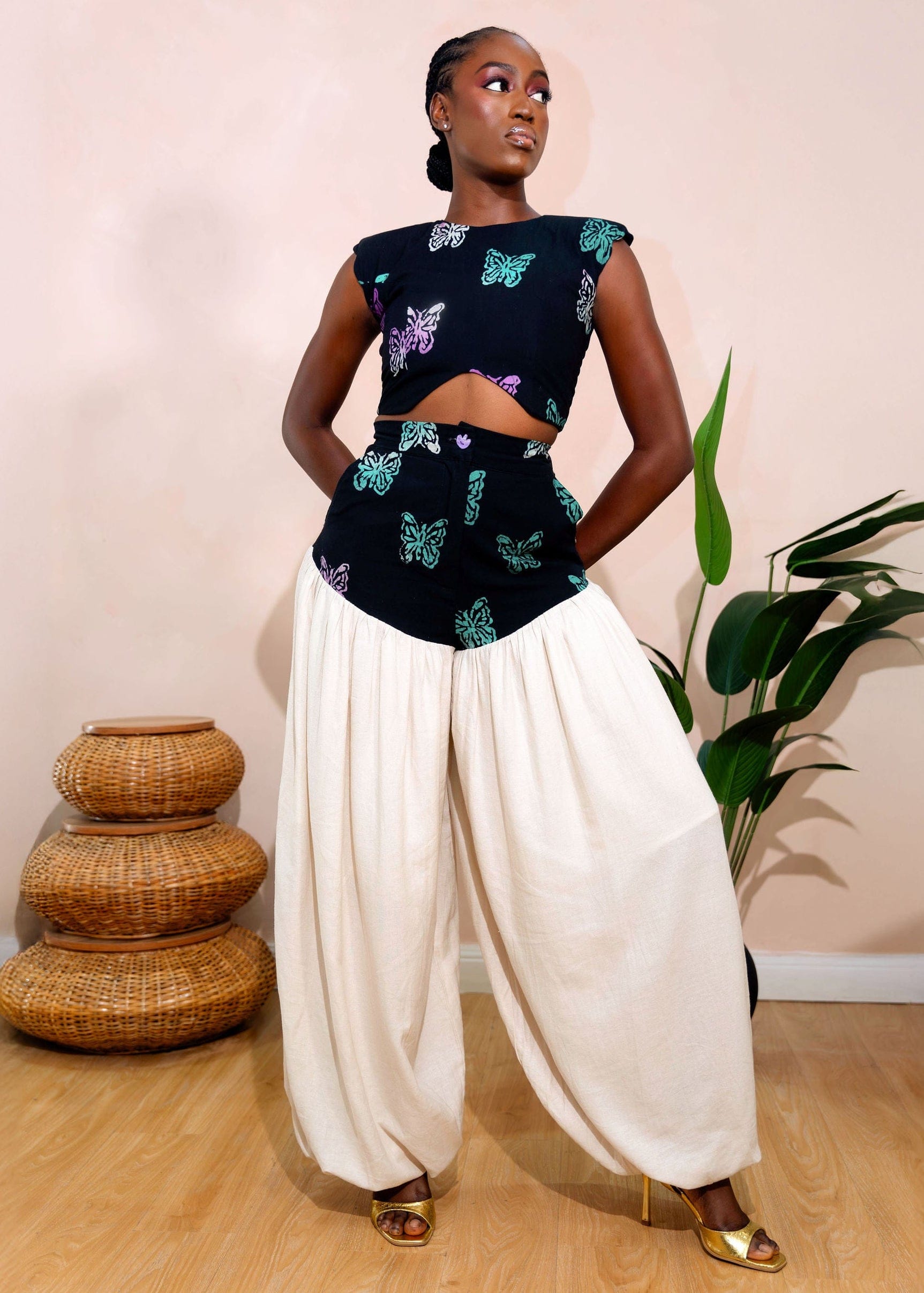 Aniya Set - Blue, Off White - Dress - African Fashion by Lohije