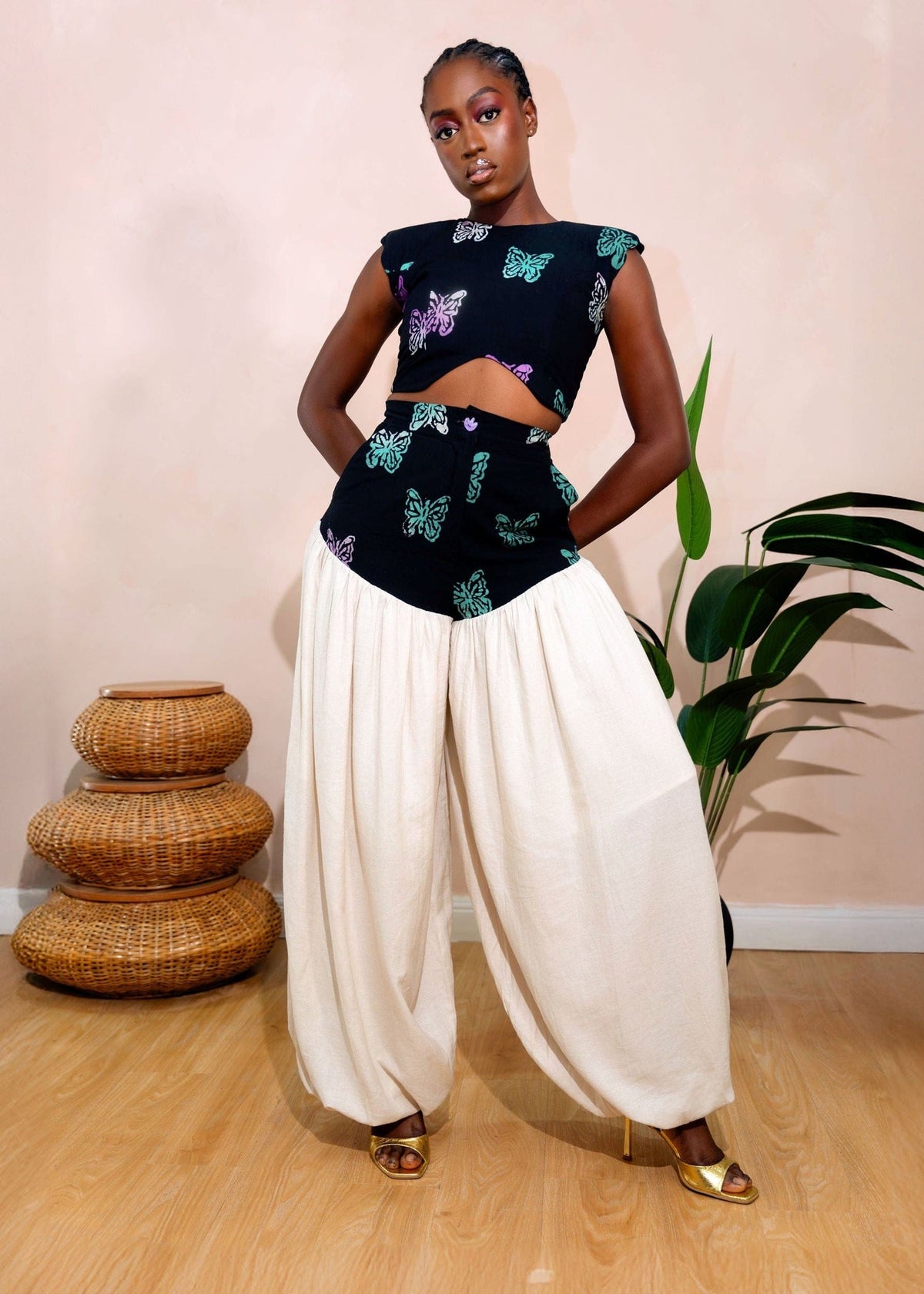 Aniya Set - Blue, Off White - Dress - African Fashion by Lohije