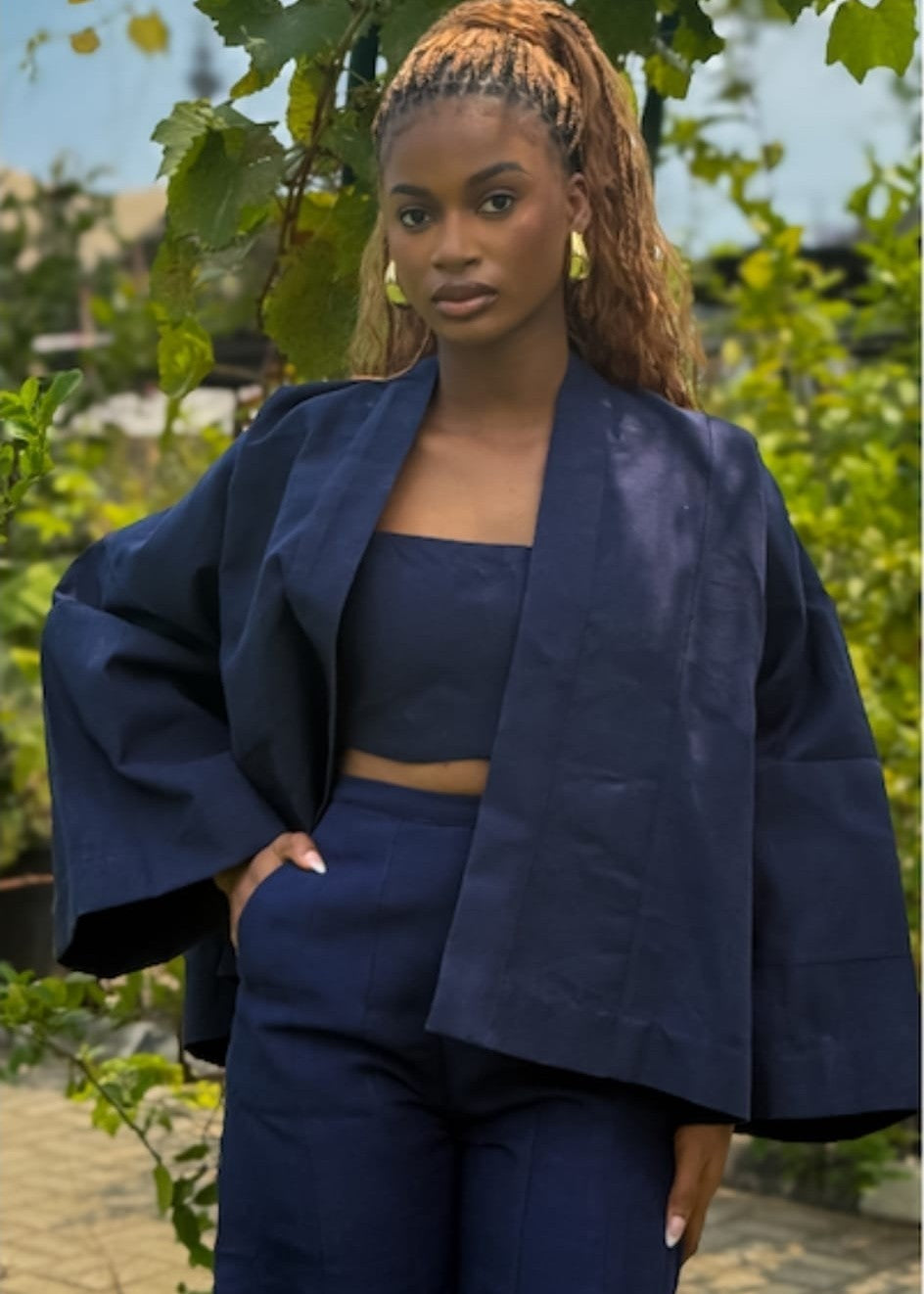 M.O.T Co-Ord Set Navy / 6 Reni Aso Oke 3 pcs Set
