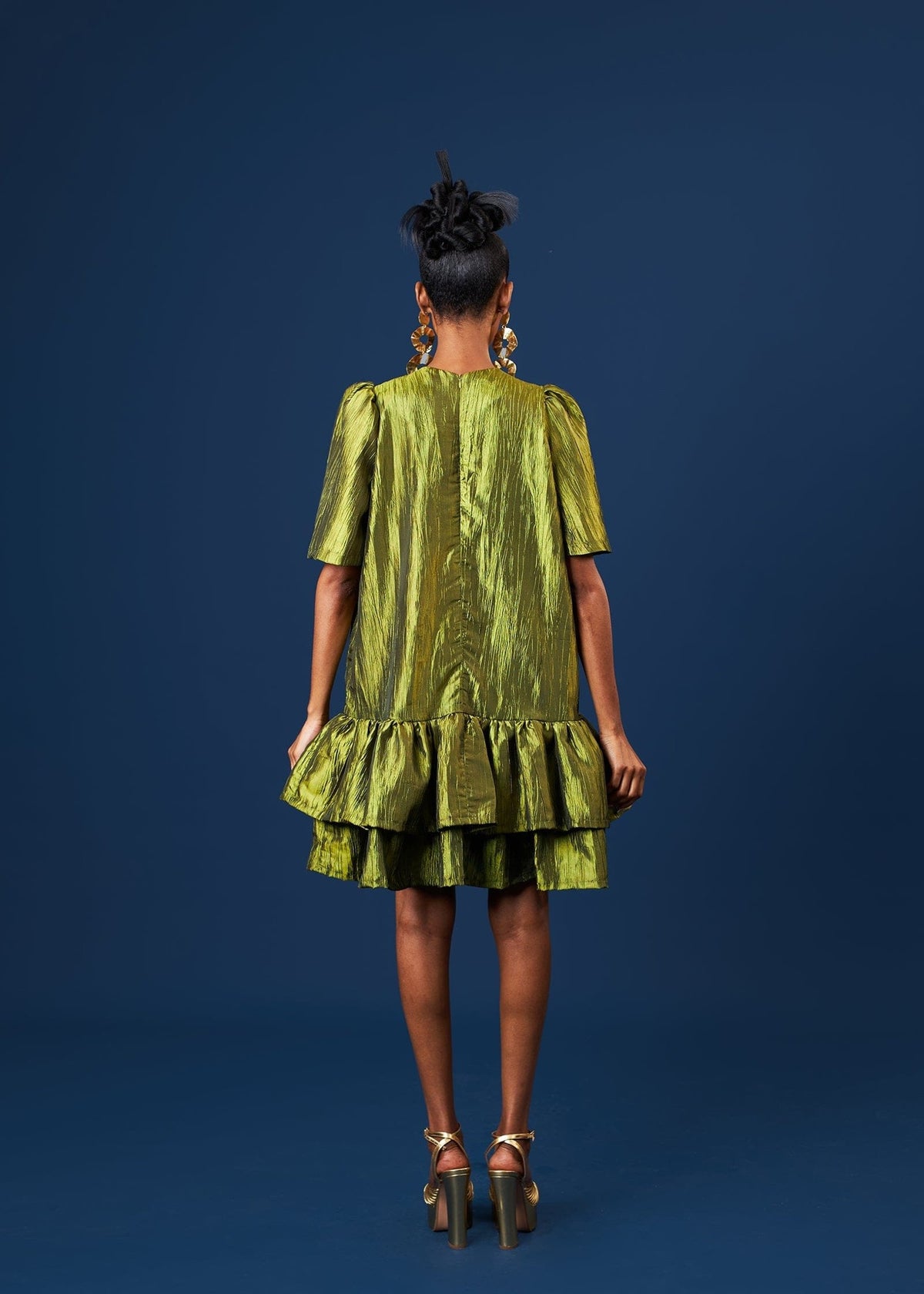 Amarachi Dress - Burgundry, Olive Green - Silk - African Fashion by M.O.T