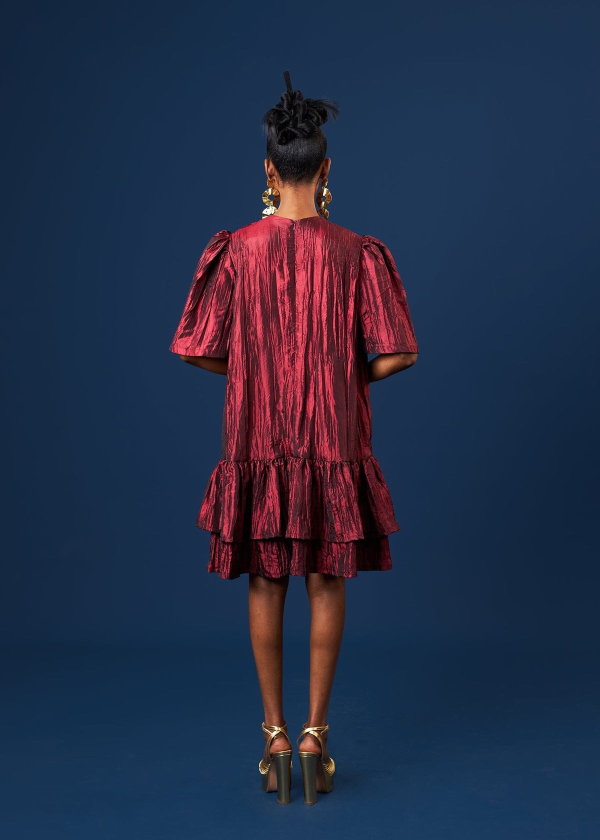 Amarachi Dress - Burgundry, Olive Green - Silk - African Fashion by M.O.T