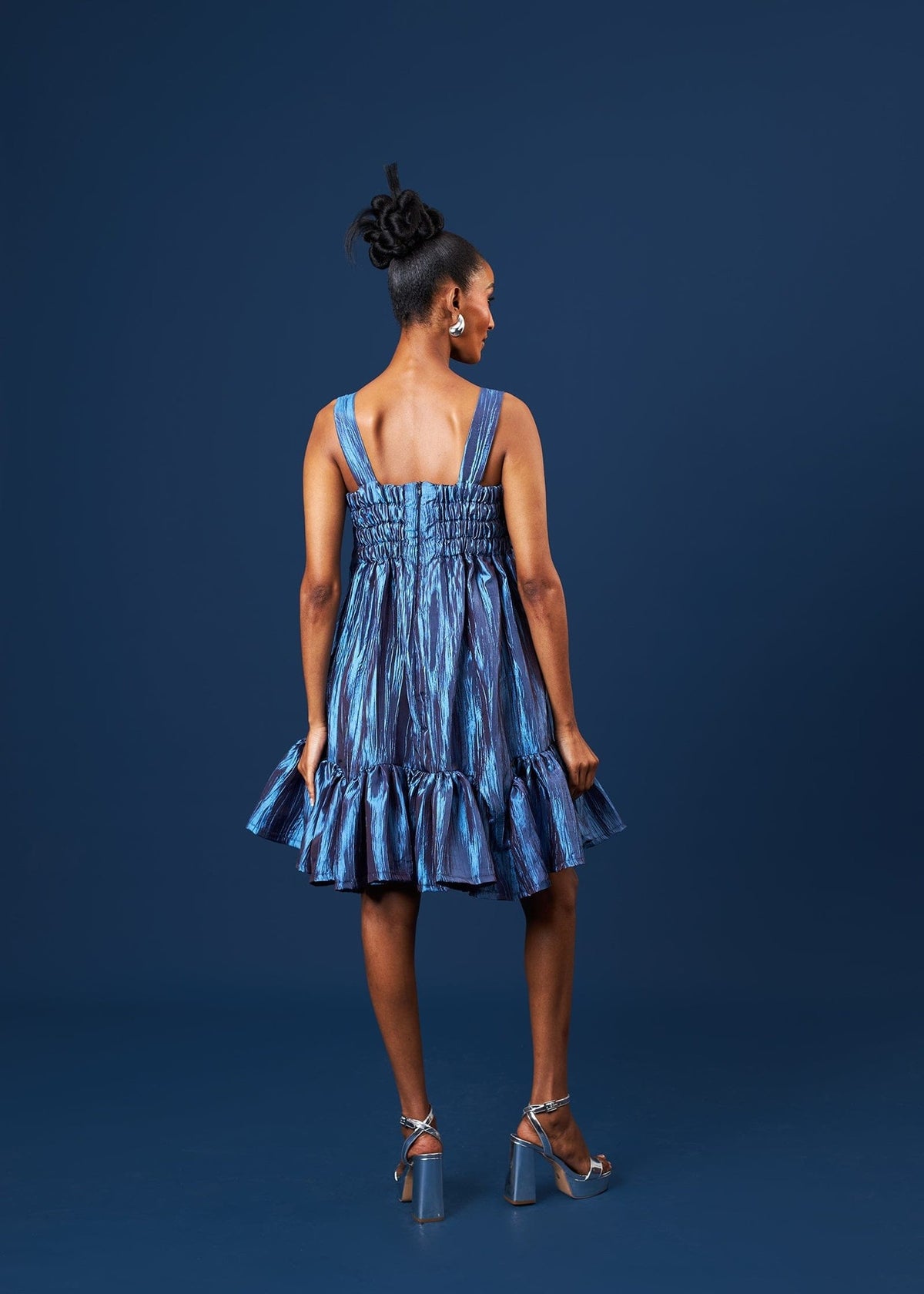 Dunsin Blue Dress - Blue - Silk - African Fashion by M.O.T