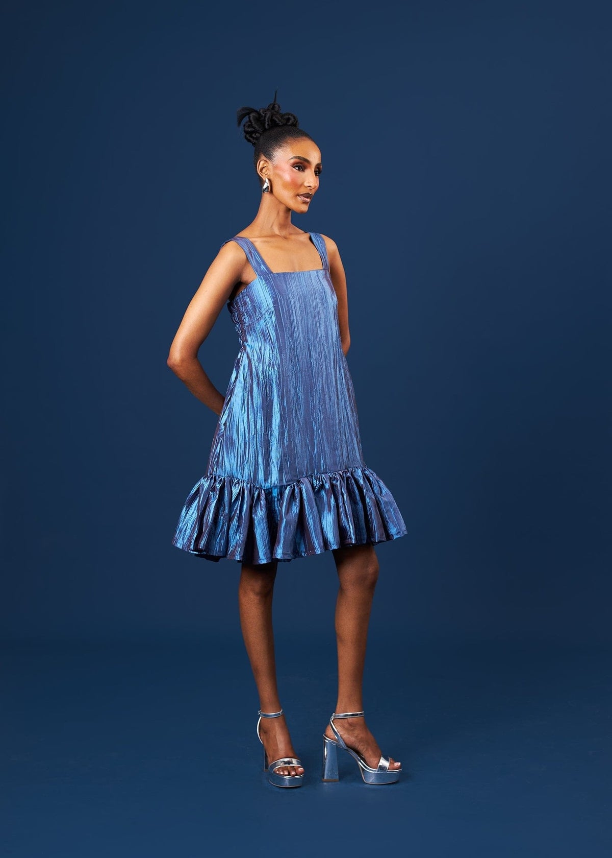 Dunsin Blue Dress - Blue - Silk - African Fashion by M.O.T