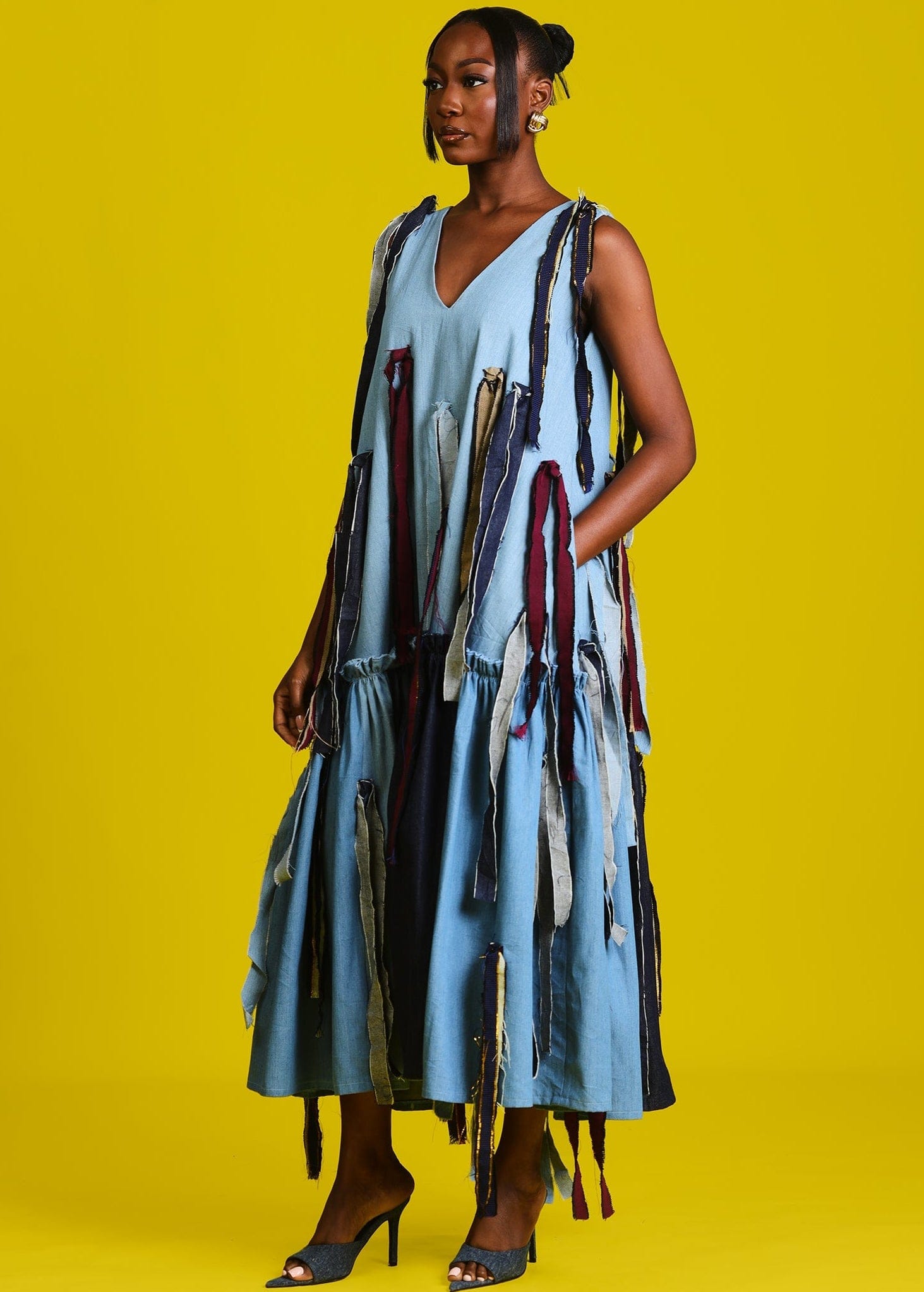 Yinx 2.0 Denim Dress - Sky Blue, Dark Blue - African Fashion by M.O.T
