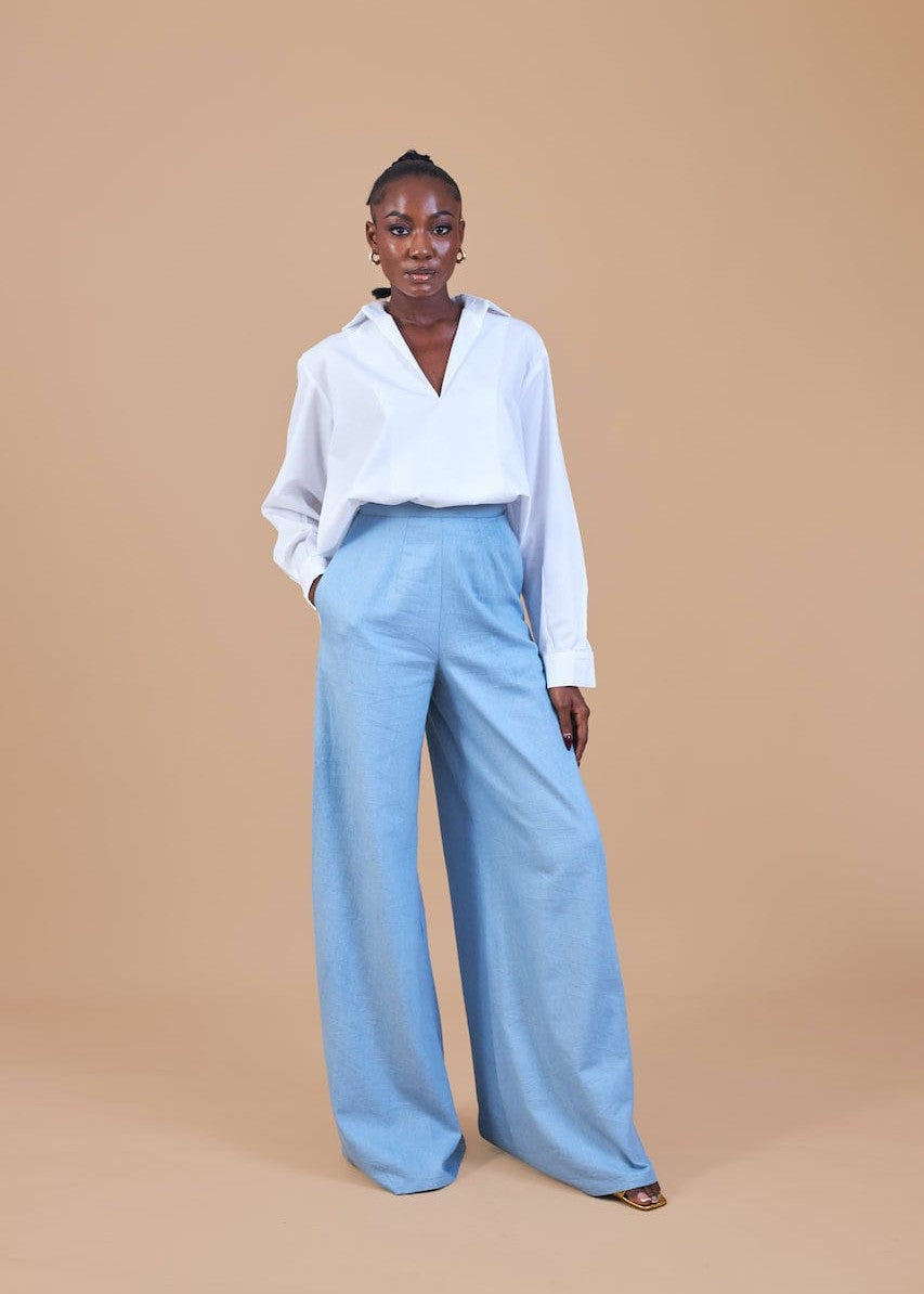 Nafisa Set - Blue, White - Denim - Co-Ord Set - African Fashion by M.O.T