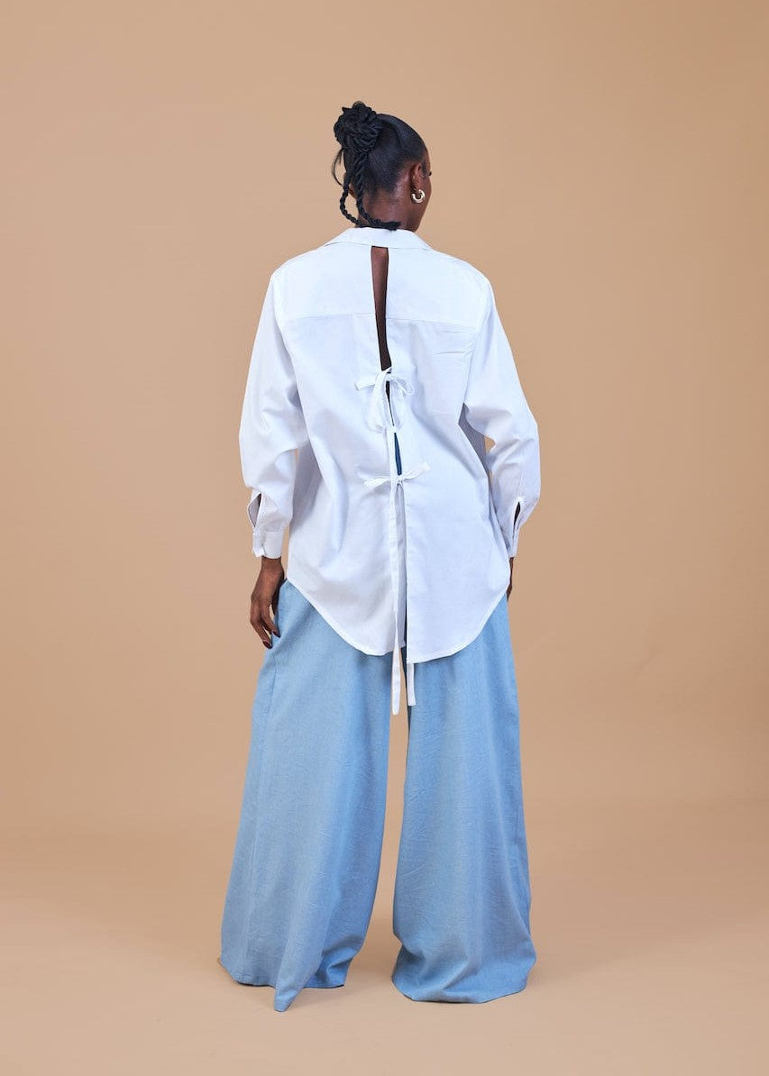 Nafisa Set - Blue, White - Denim - Co-Ord Set - African Fashion by M.O.T