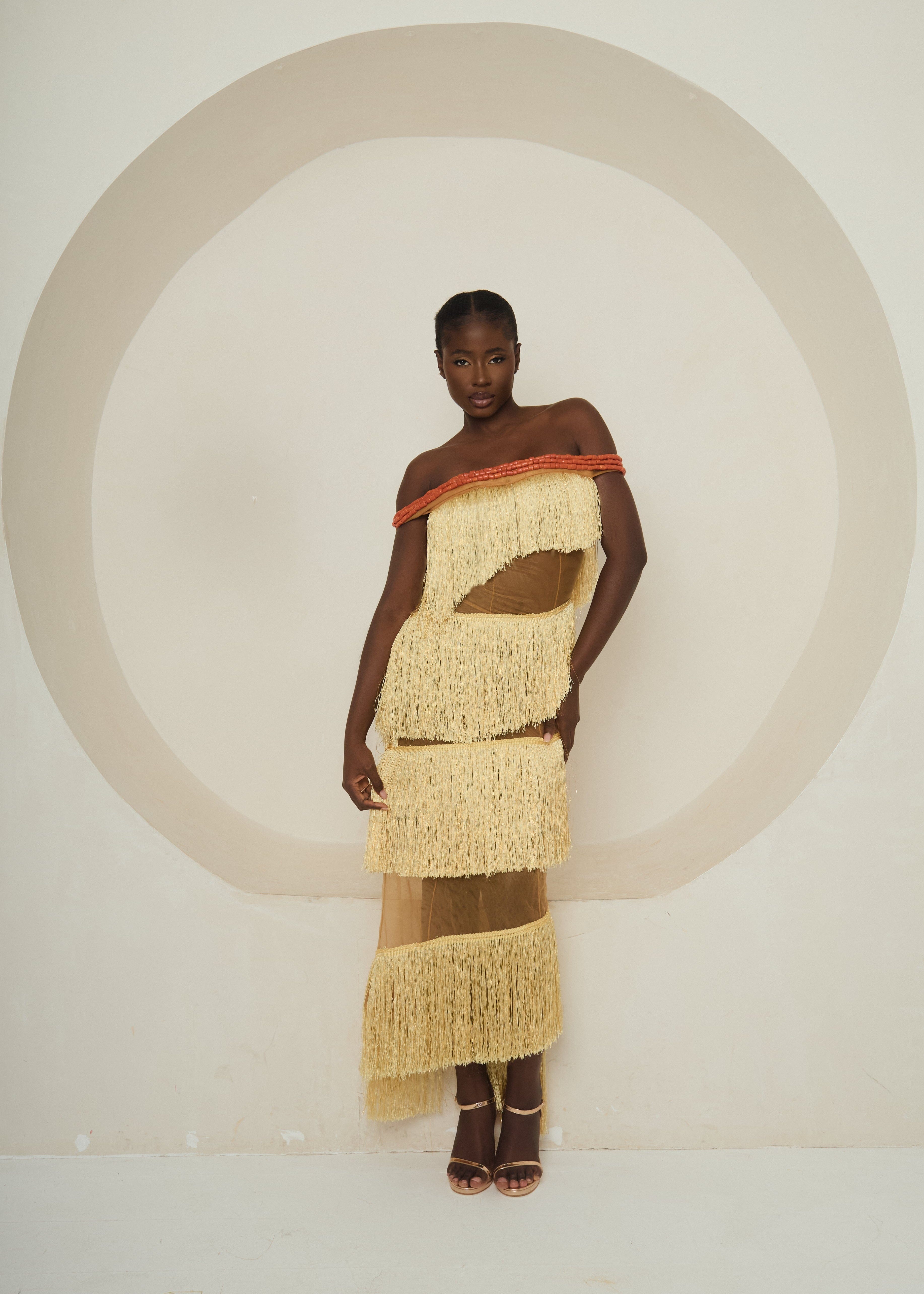 Motunrayo Women's Dress Yellow / 8 Tide Spirit Fringe Gown