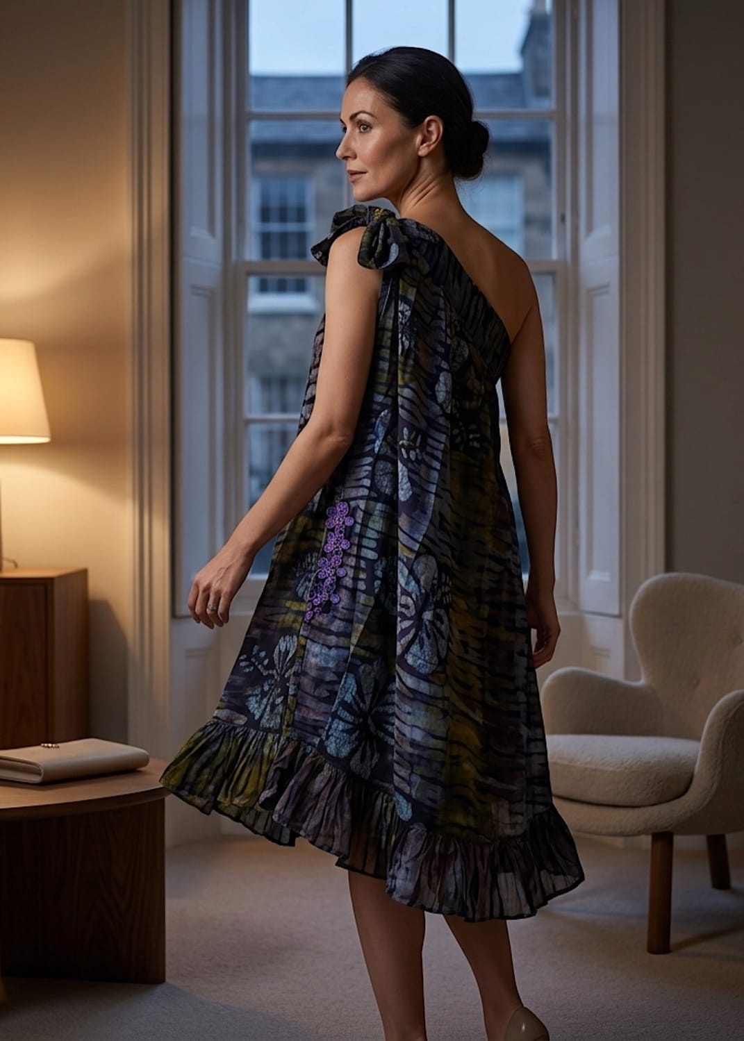 Nyny Ryke Dresses M / Multicolour Wilma SH, One-Shoulder Multicolour Batik Midi Dress