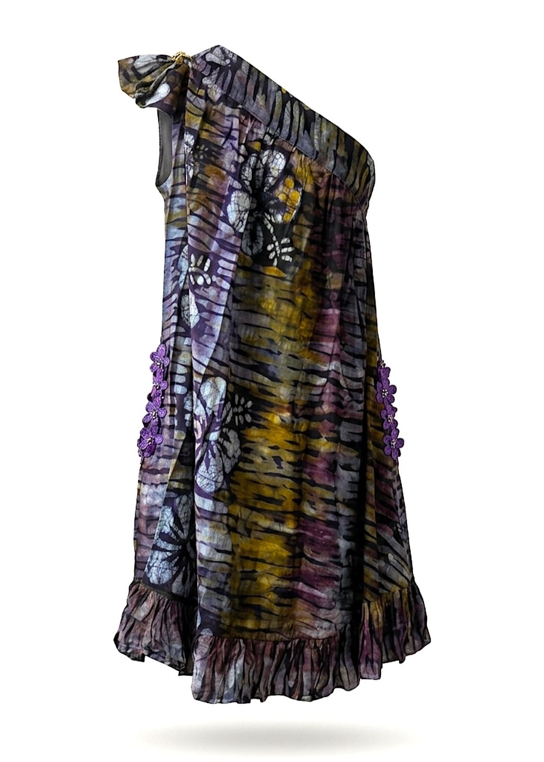 Nyny Ryke Dresses M / Multicolour Wilma SH, One-Shoulder Multicolour Batik Midi Dress