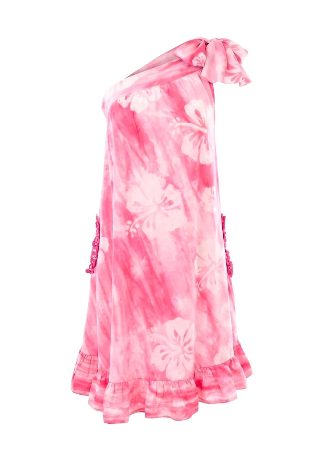 Nyny Ryke Dresses S-M / Pink Wilma SH, One-Shoulder Pink Floral Batik Dress