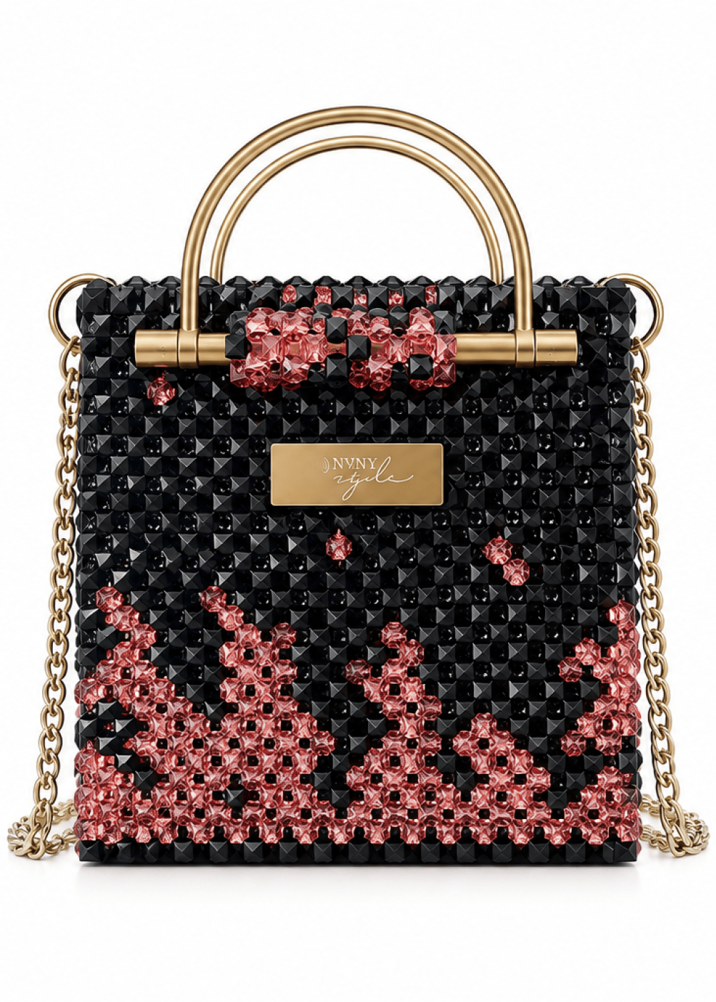 Nyny Ryke Handbag Black Cube beaded Handbag