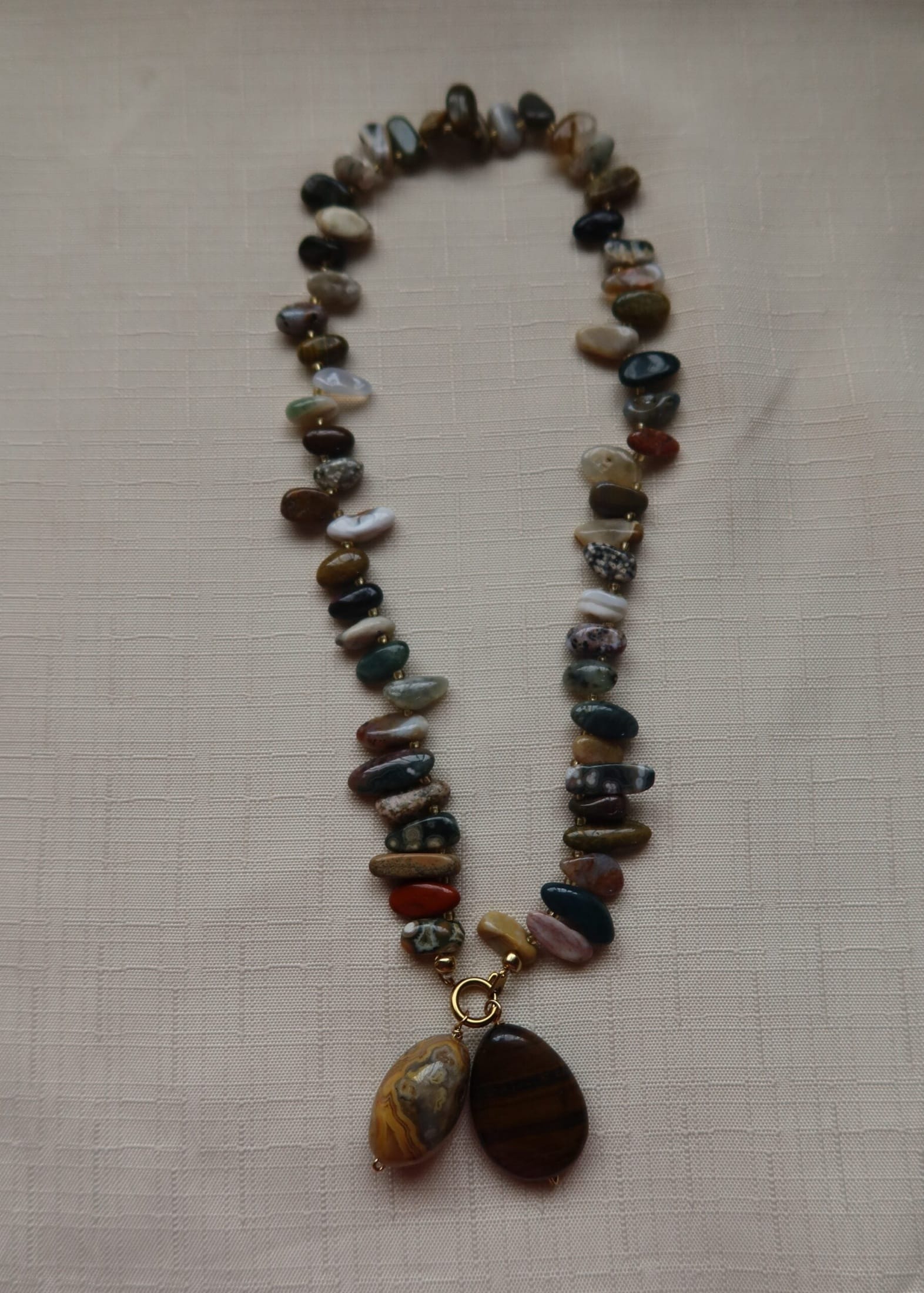 RENIKEJI Necklaces & Pendants Brown Nde Beaded Stone Necklace