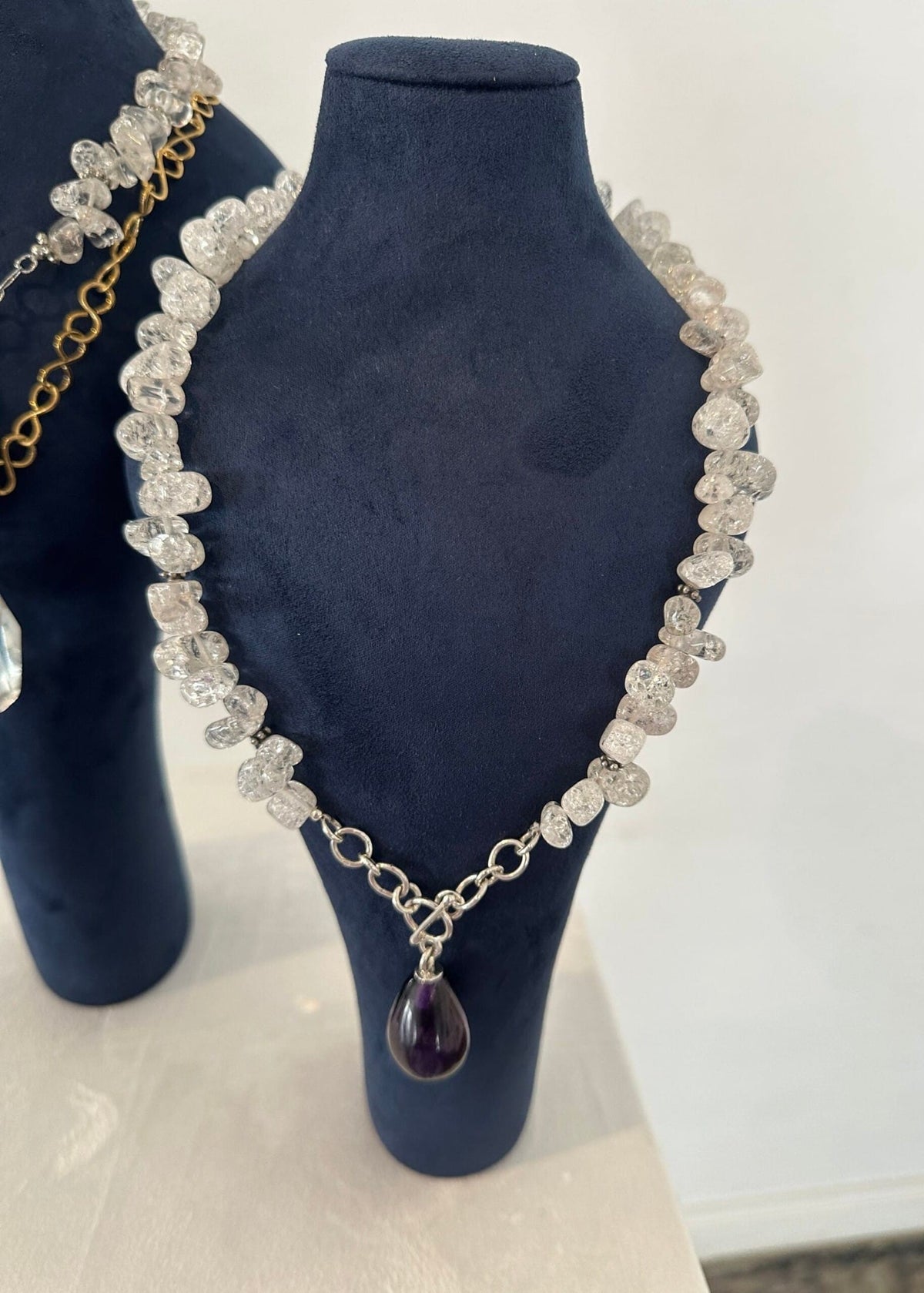 RENIKEJI Necklaces & Pendants Clear Din Amerhyst Beaded Necklace