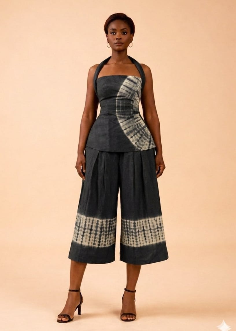 Ruks á la mode Co-ord Sets & Matching Sets Black / 6 / Petite Rinni Halter Neck Top & Culottes Pants